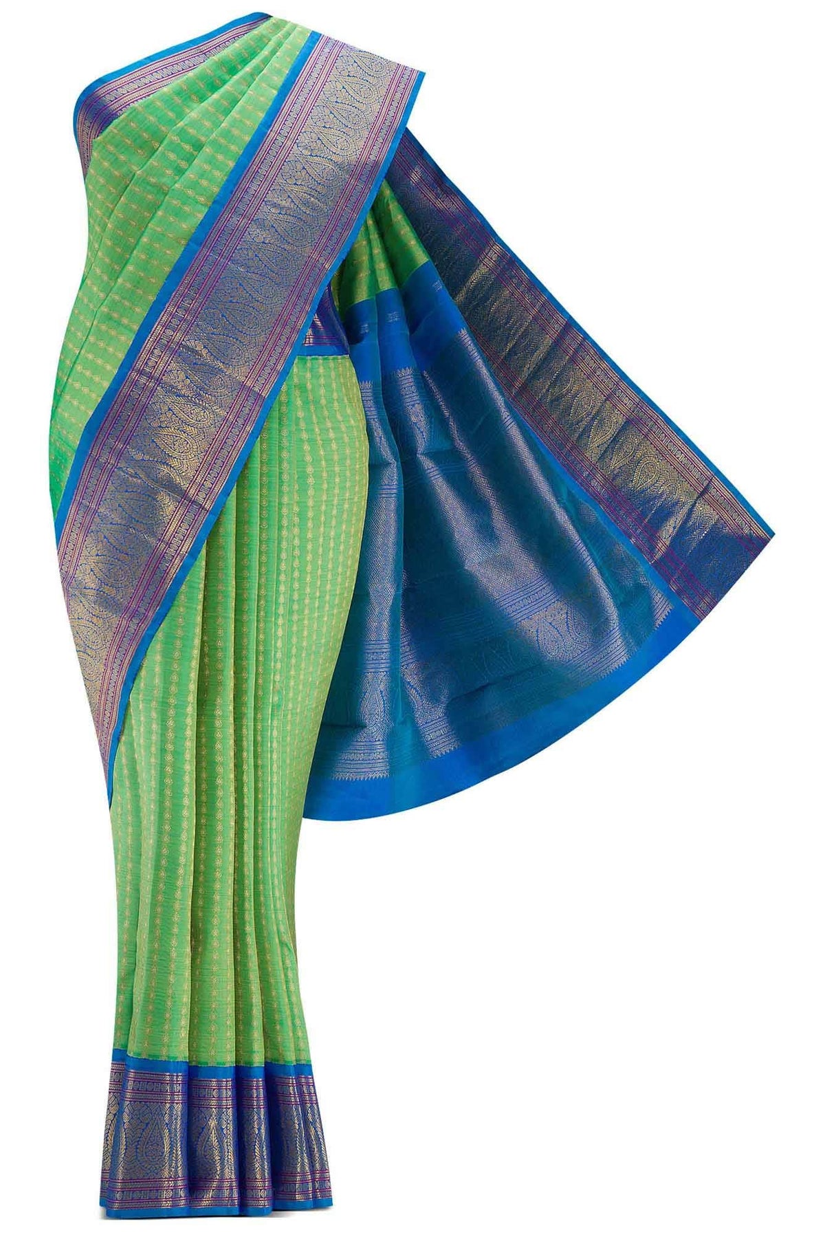 Pure Silk Pure Zari Sea Green Dual Tone Kanjivaram Saree