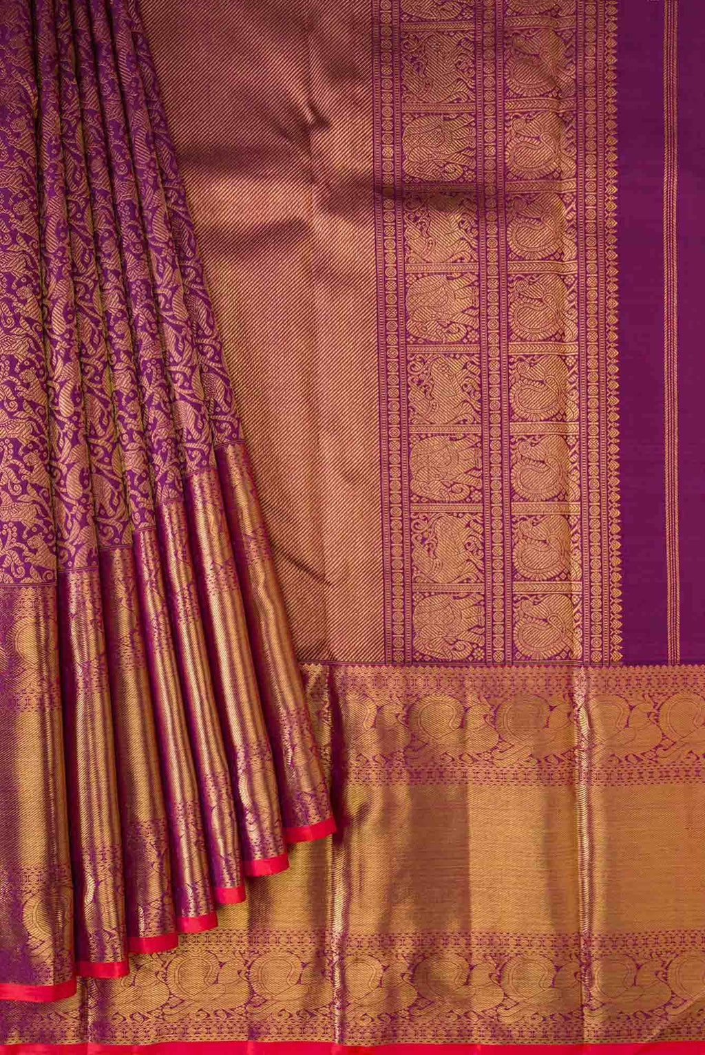 Pure Silk Pure Zari Purple Kanjivaram Saree