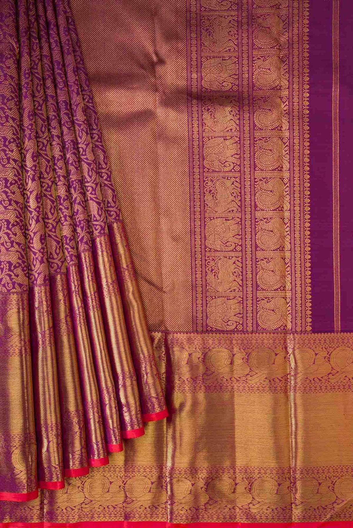 Pure Silk Pure Zari Purple Kanjivaram Saree