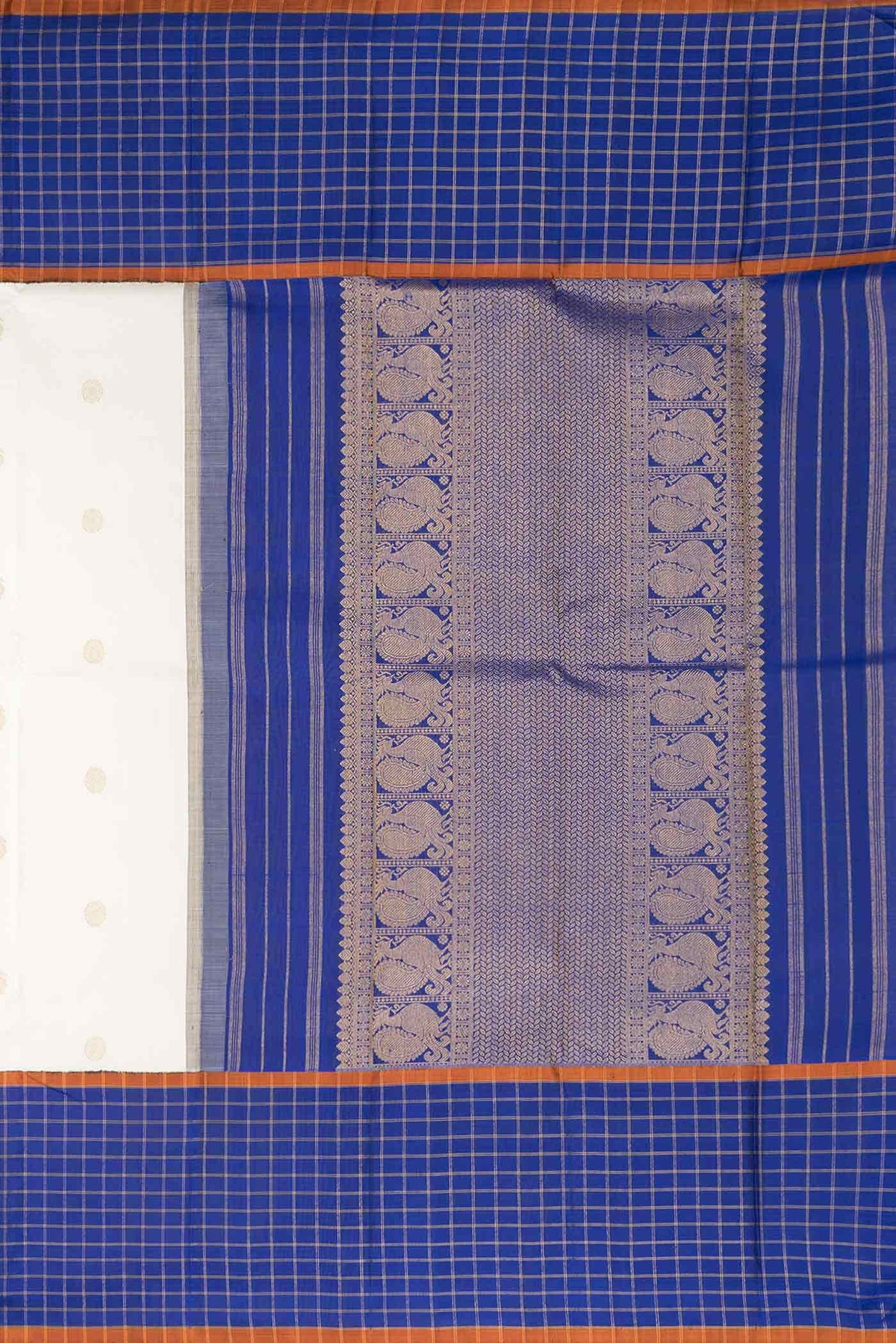 Pure Silk Pure Zari Off White Dual Tone Kanchipuram Saree