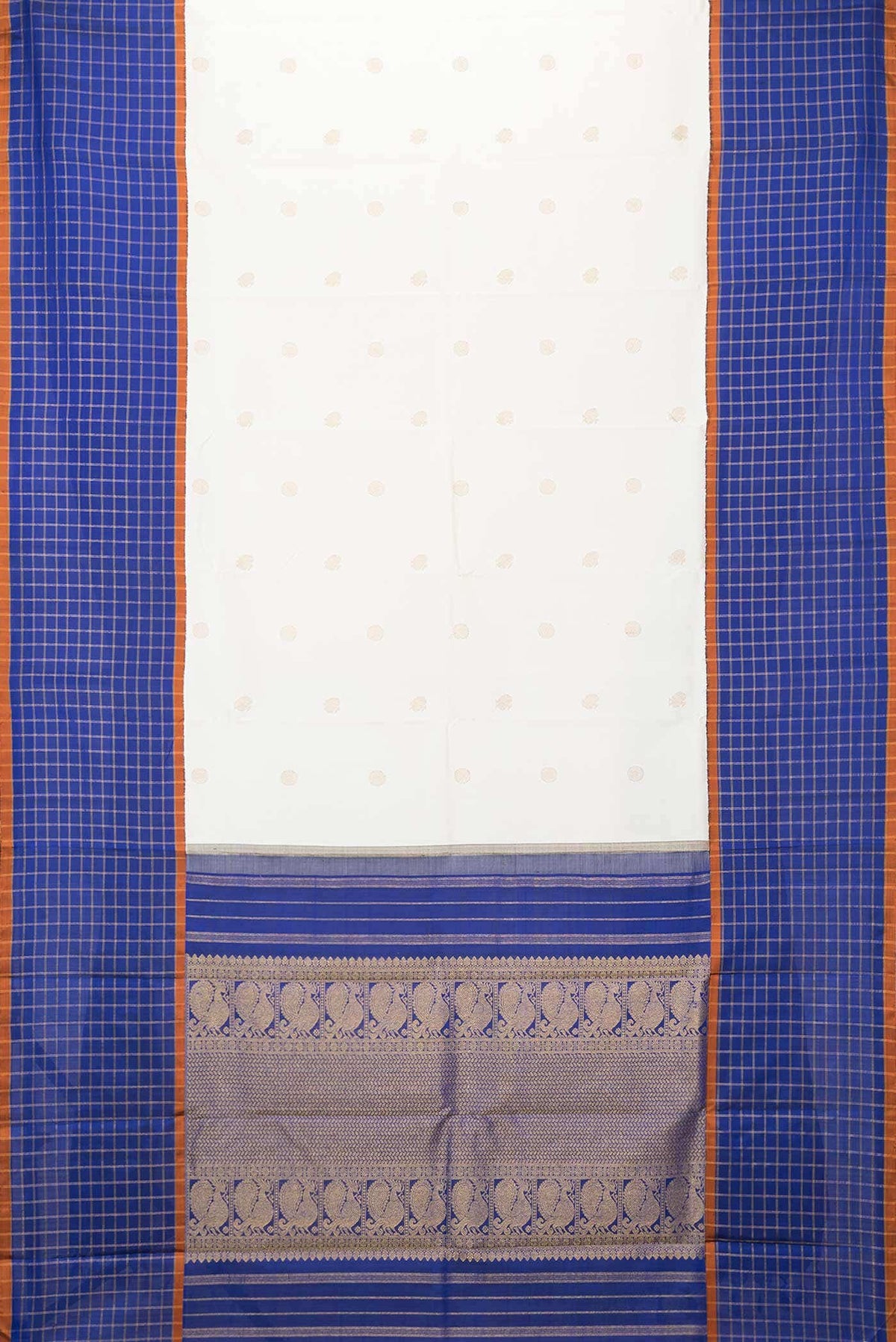 Pure Silk Pure Zari Off White Dual Tone Kanchipuram Saree