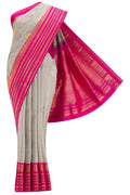 Pure Silk Pure Zari Off White and Grey Dual Tone Kanchipuram Saree