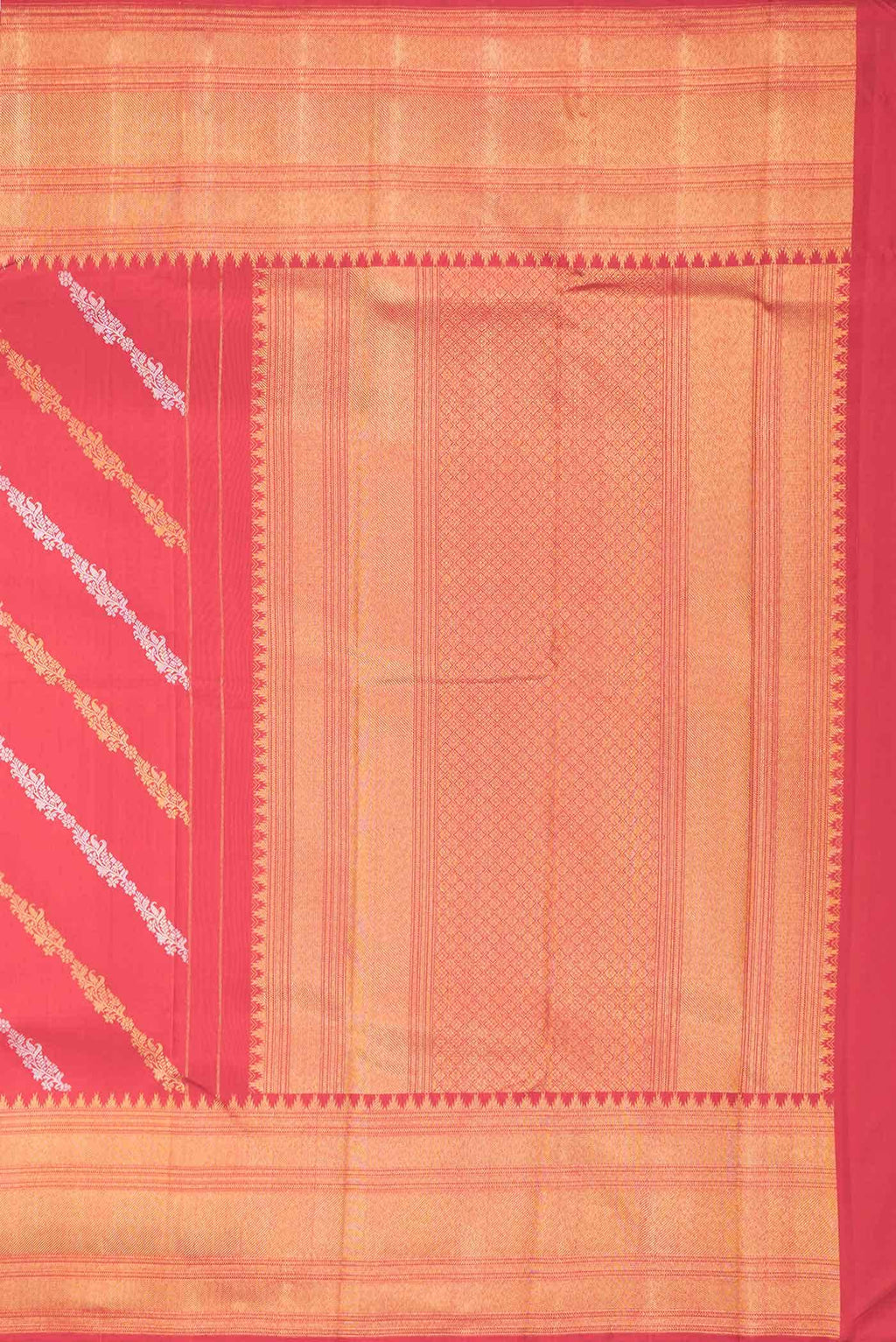 Pure Silk Pure Zari Red Dual Tone Kanjivaram Saree