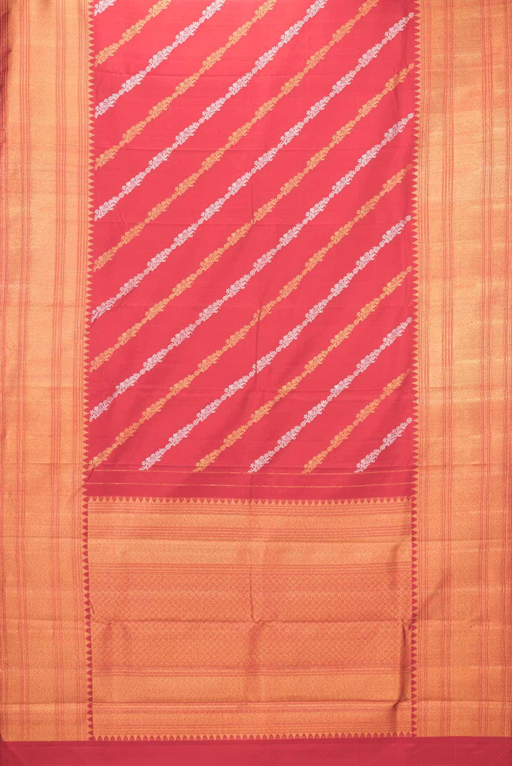 Pure Silk Pure Zari Red Dual Tone Kanjivaram Saree