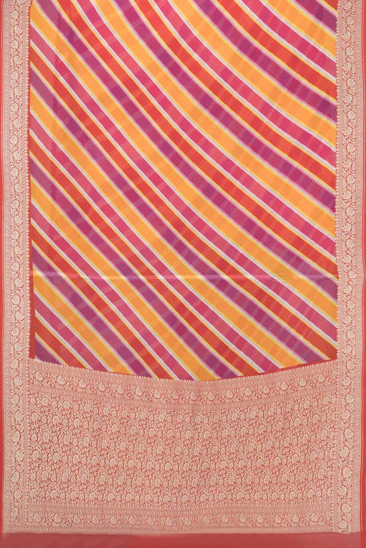 Pink and Orange Dual Tone Mysore Georgette Saree
