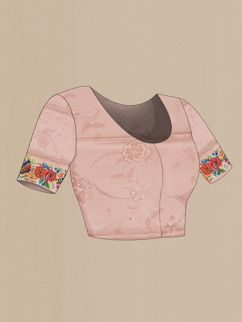 Rose Gold Satin Crepe Saree