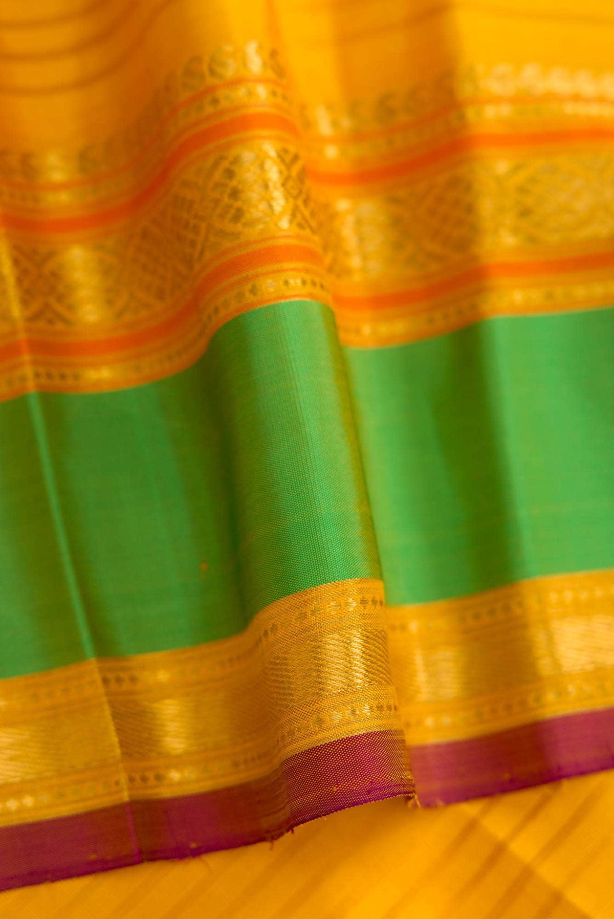 Pure Silk Pure Zari Purple and Royal Blue Dual Tone Kanchipuram Saree