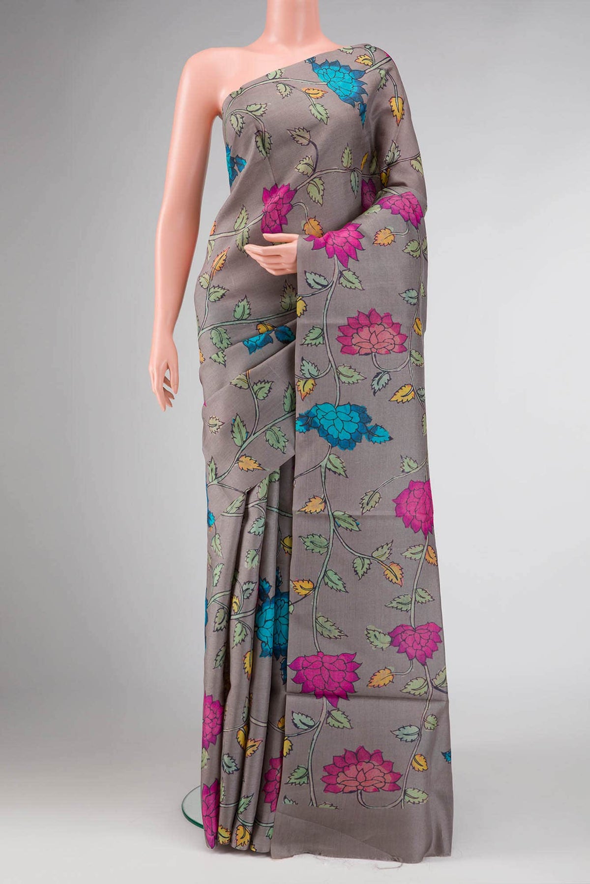 Grey Dual Tone Tussar Silk Saree