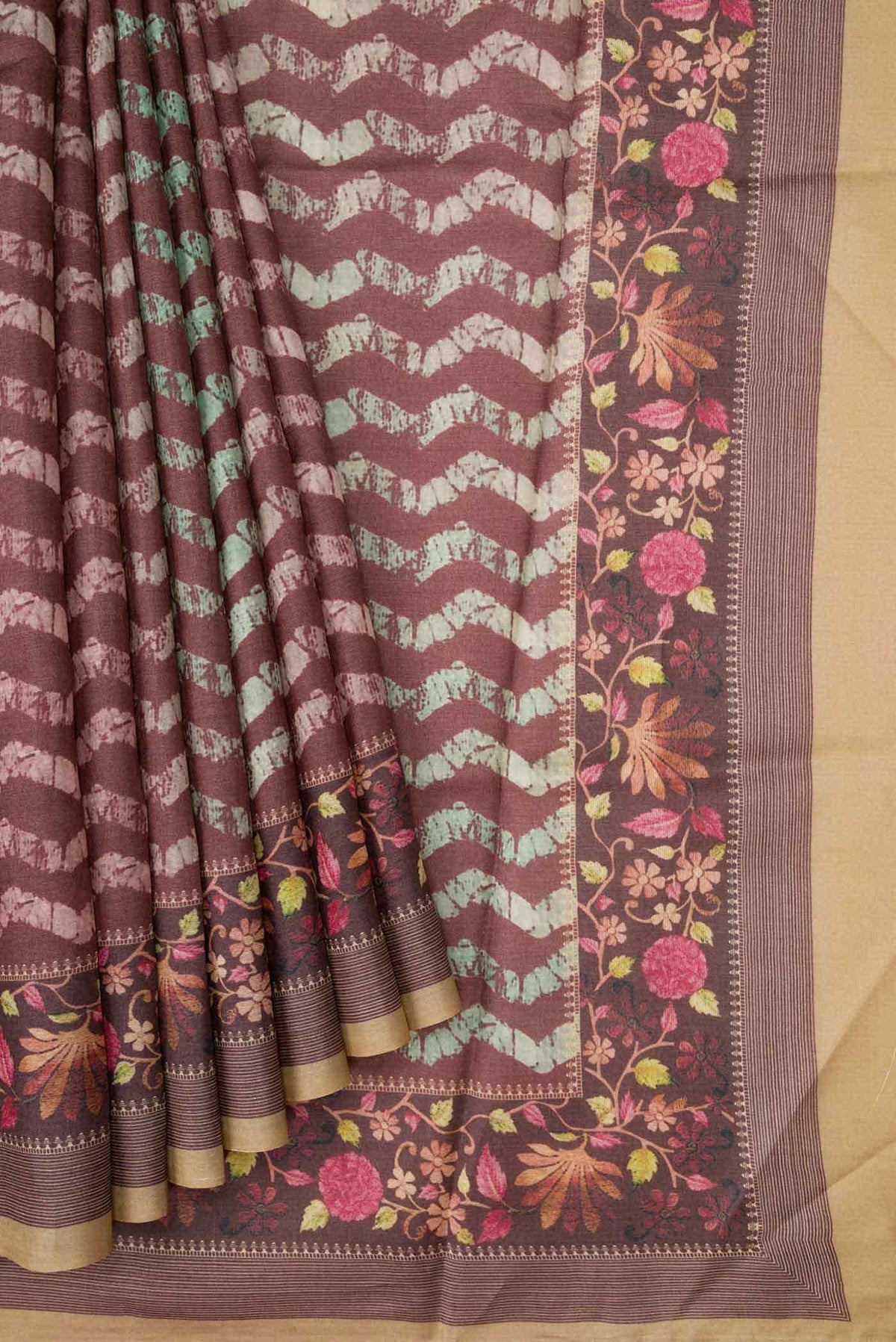 Brown Dual Tone Tussar Silk Saree