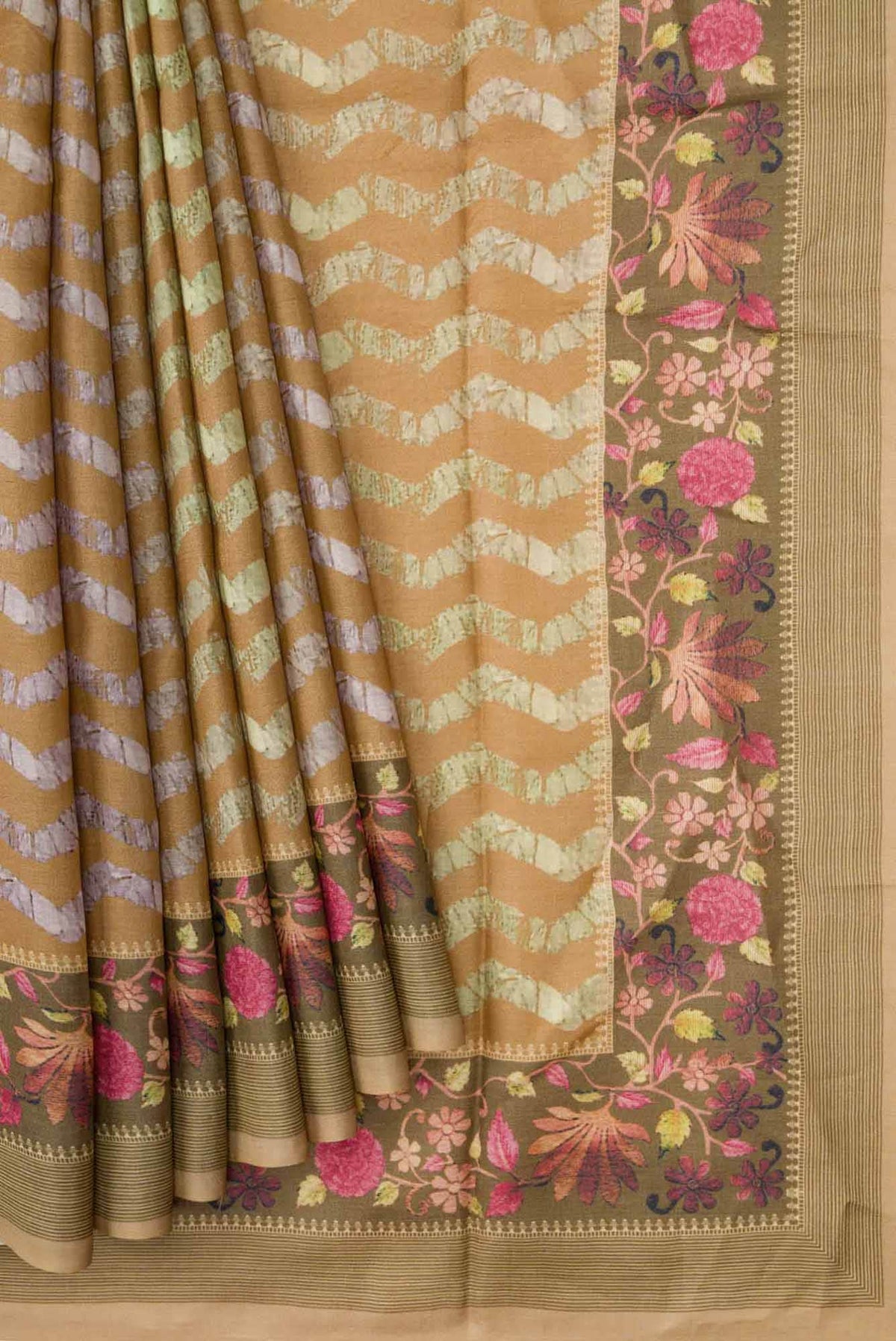 Sandal Dual Tone Tussar Silk Saree