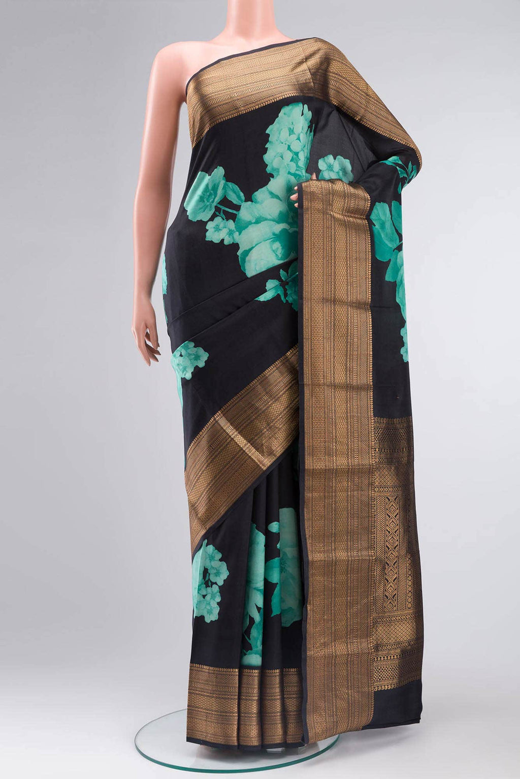 Black Printed Silk Saree