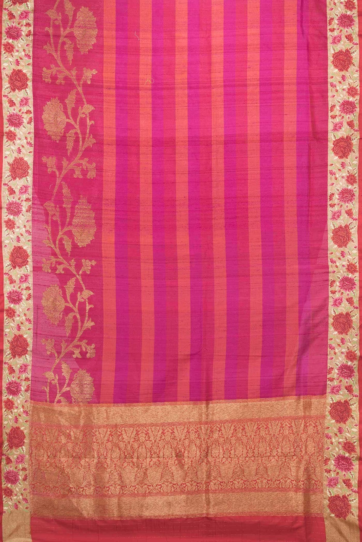 Rani Pink Dual Tone Tussar Silk Saree