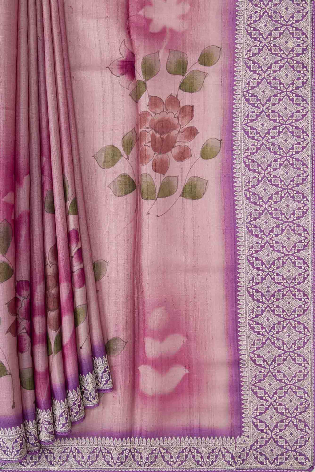 Lavender Tussar Silk Saree