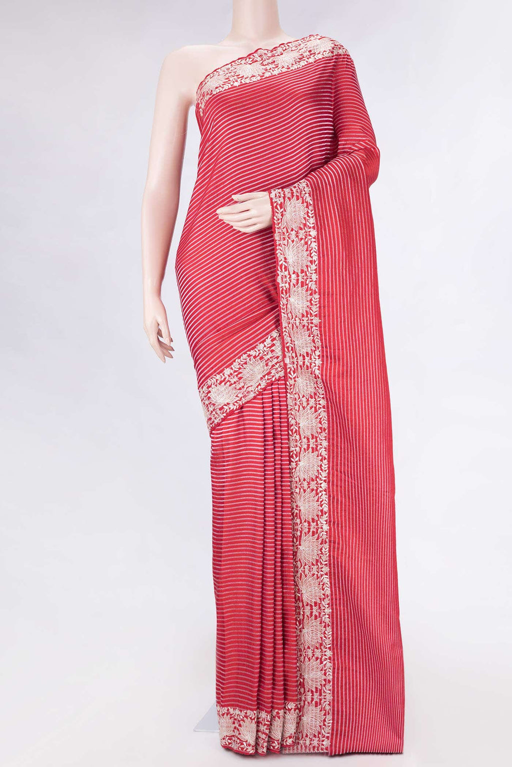 Red Dual Tone Blended Banarasi Silk Saree