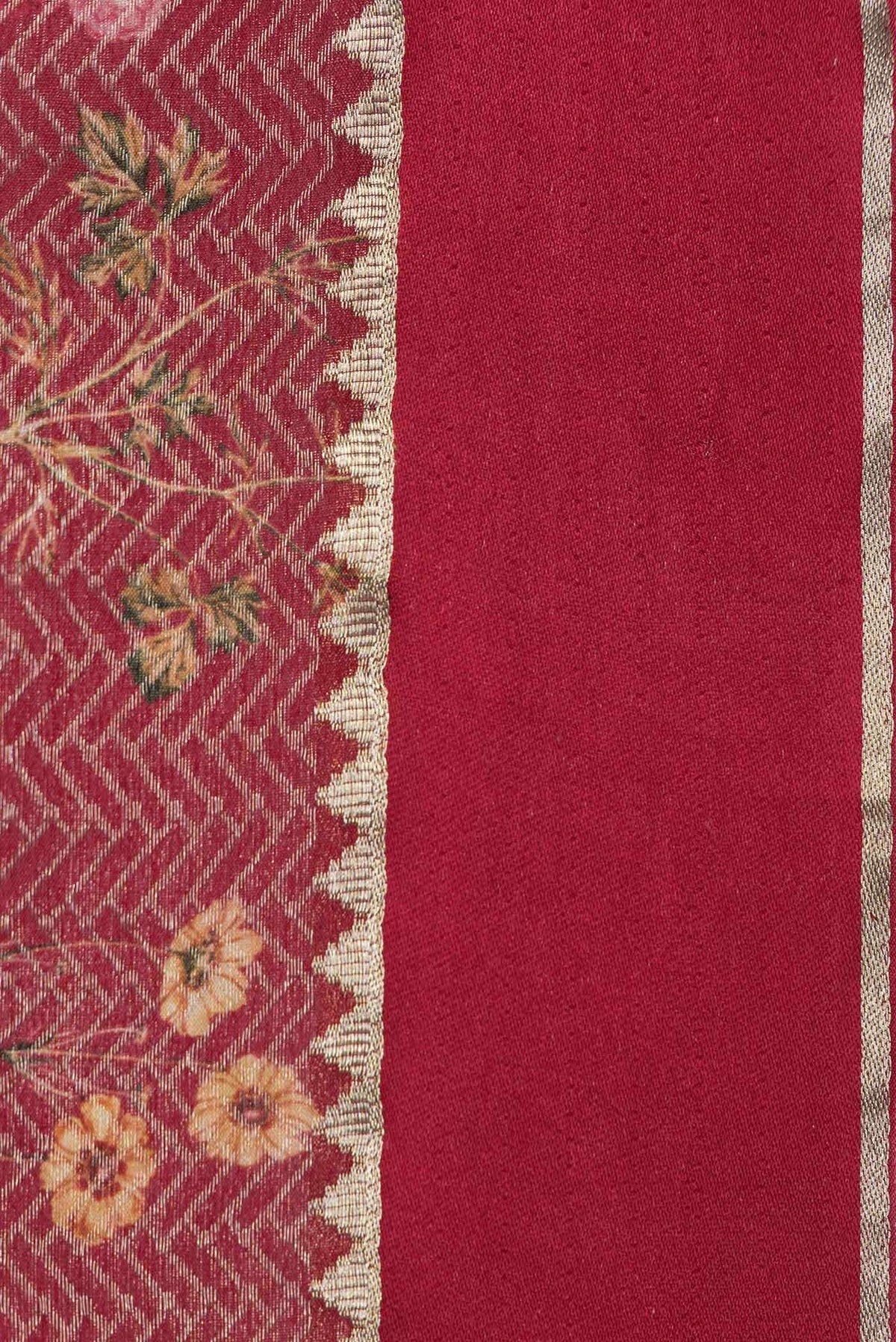 Maroon Mysore Crepe Saree