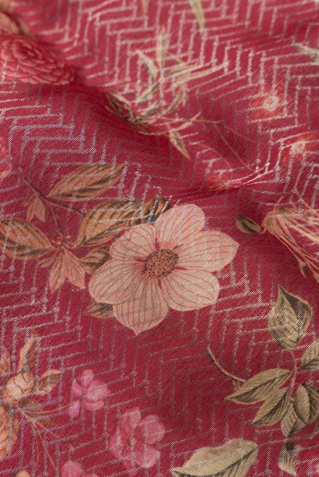 Maroon Mysore Crepe Saree