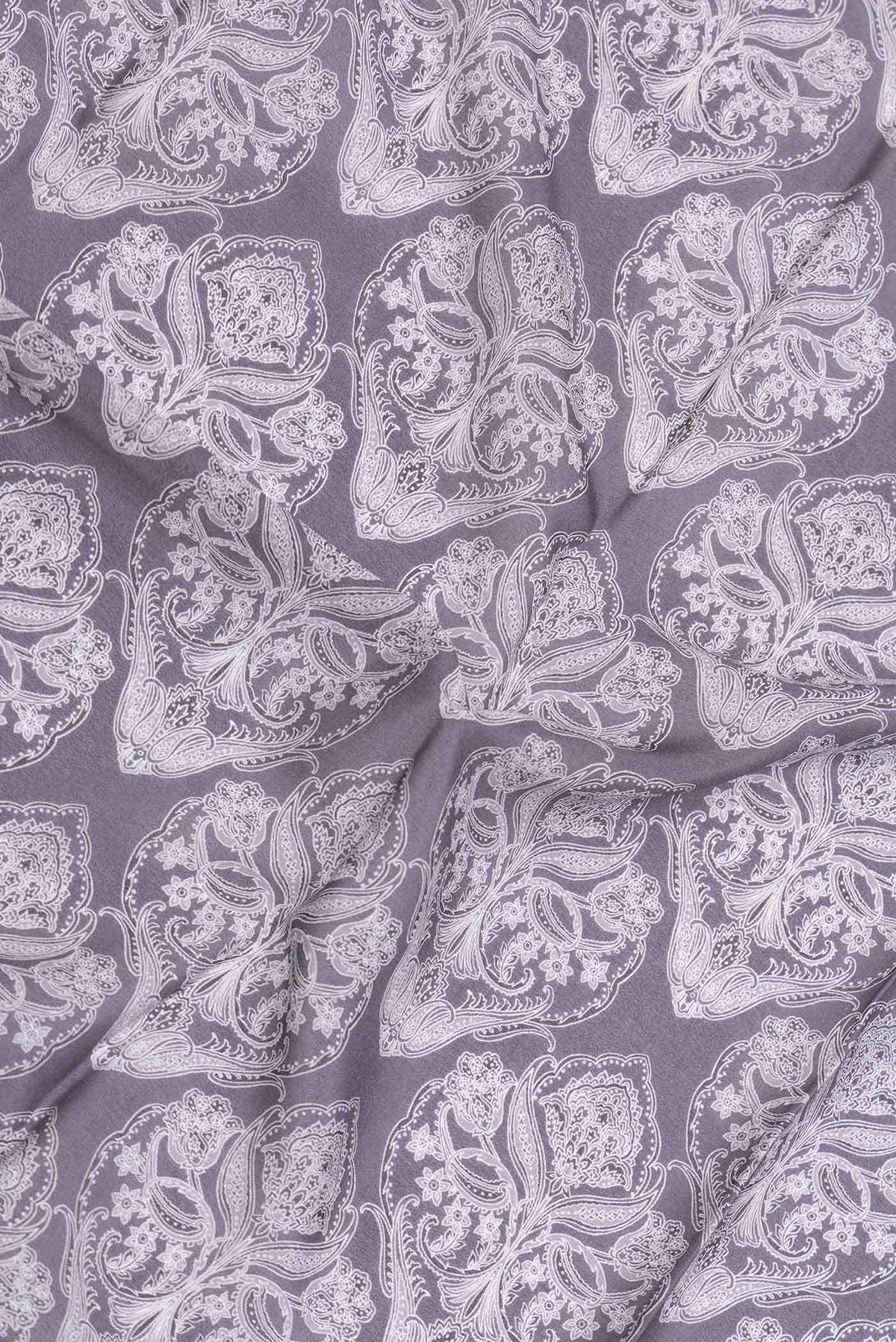 Grey Dual Tone Mysore Crepe Saree