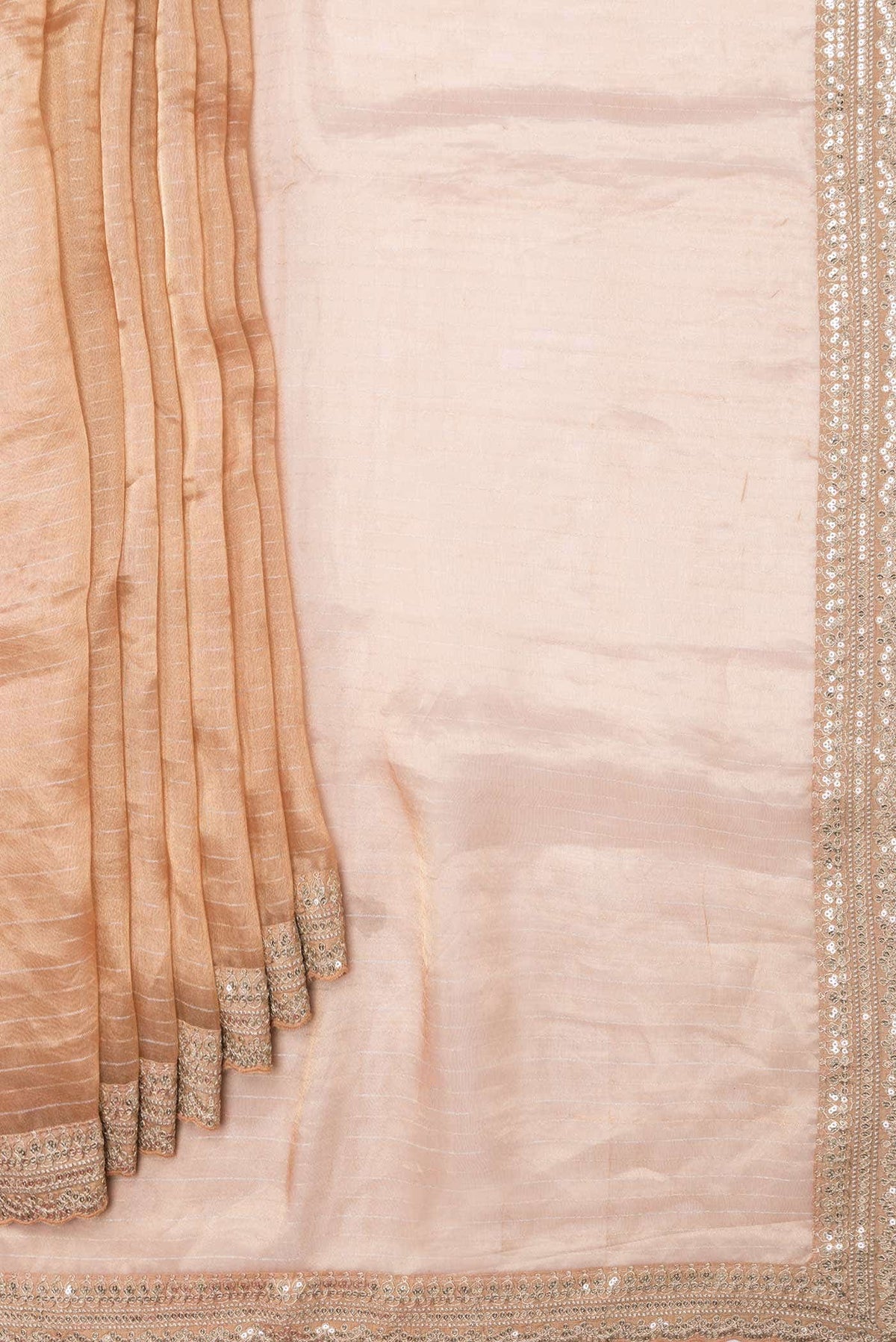 Peach Dual Tone Organza Silk Saree