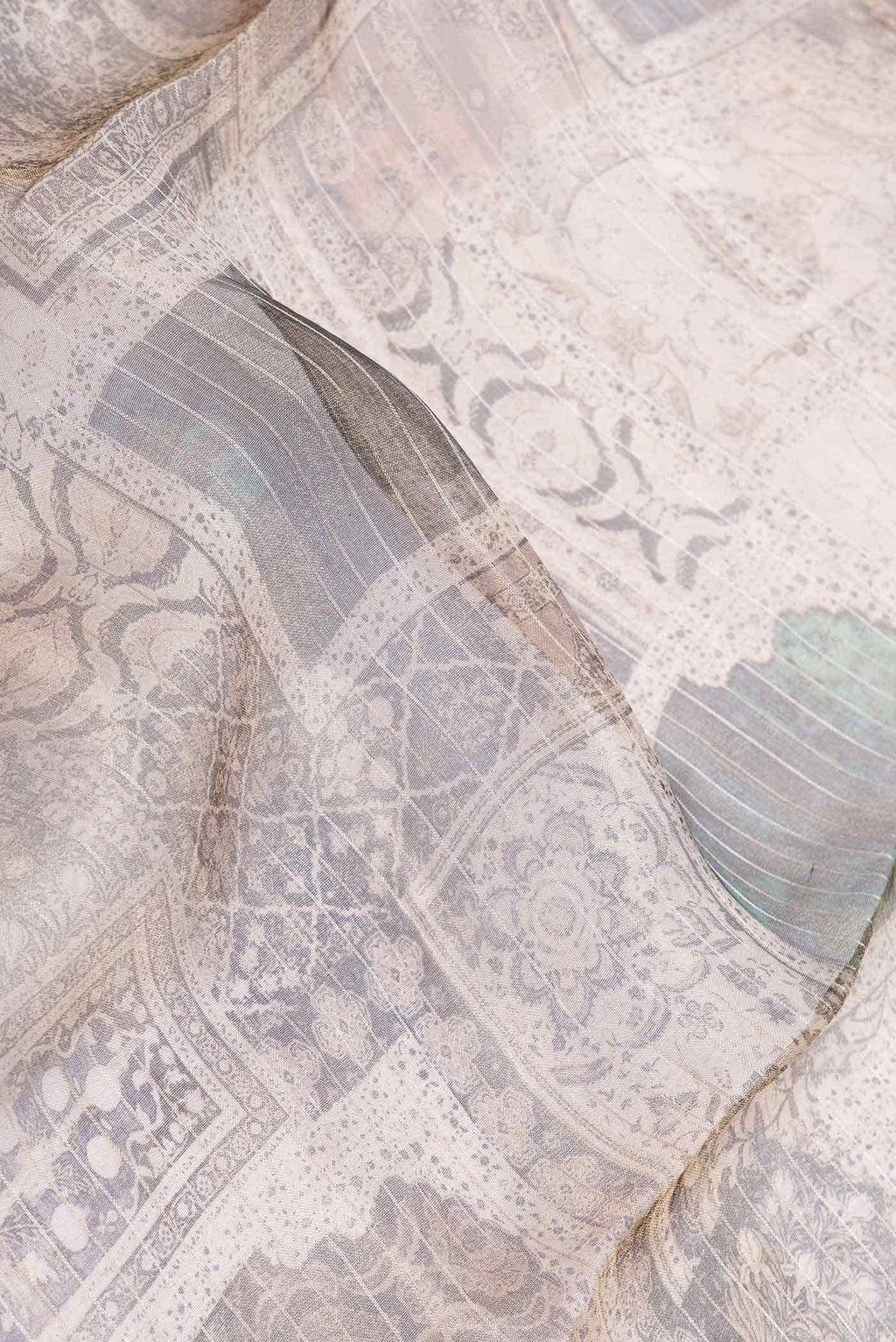 Dark Beige Dual Tone Organza Silk Saree