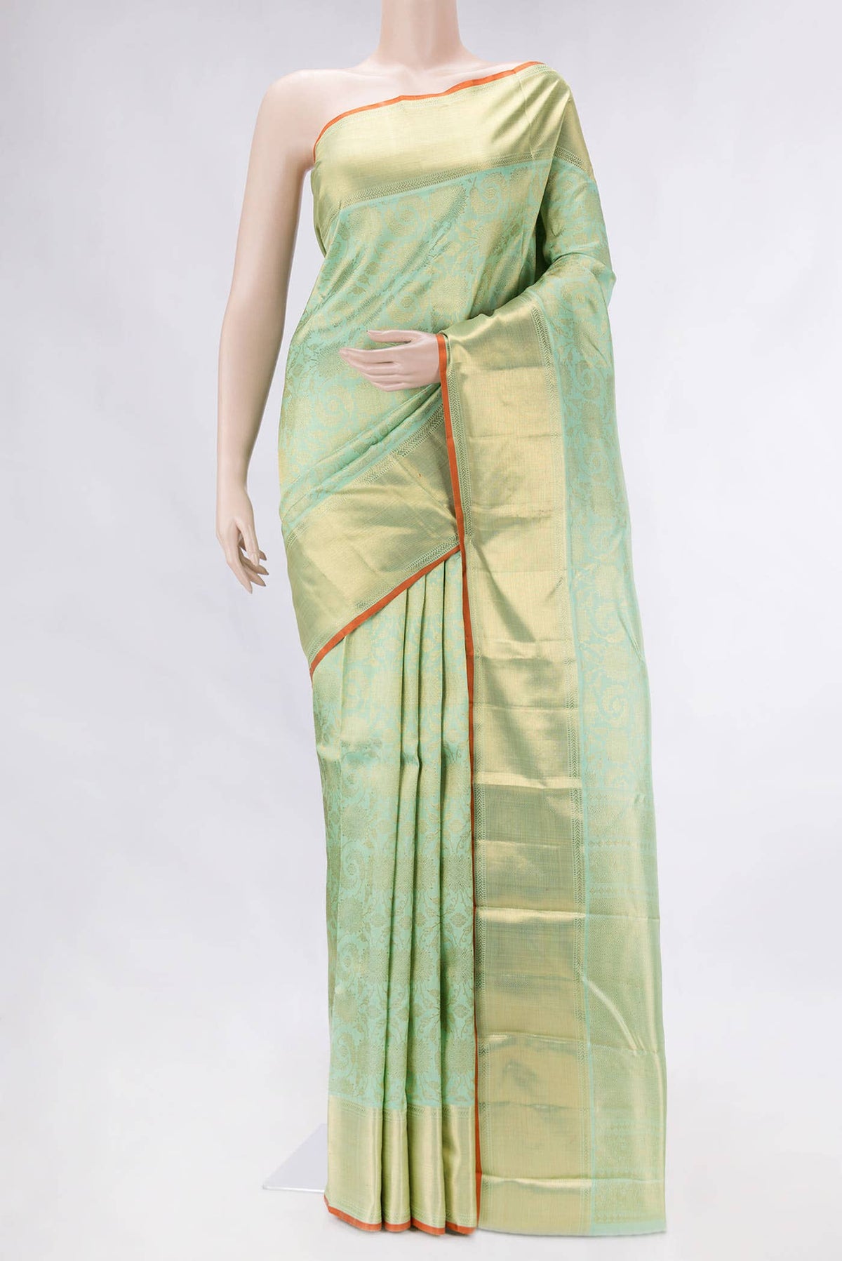 Pure Silk Pure Zari Sea Green Dual Tone Kanjivaram Saree