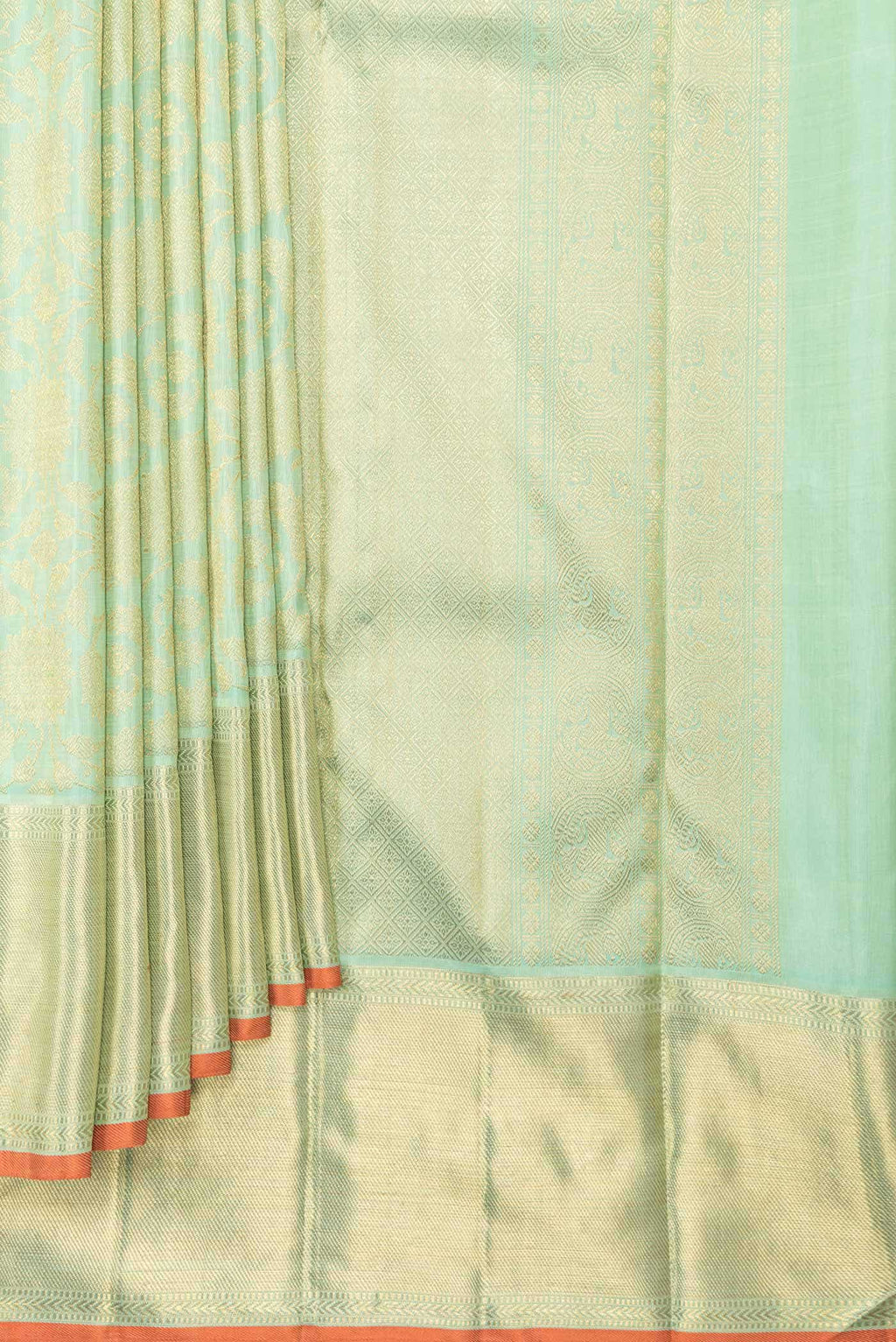 Pure Silk Pure Zari Sea Green Dual Tone Kanjivaram Saree