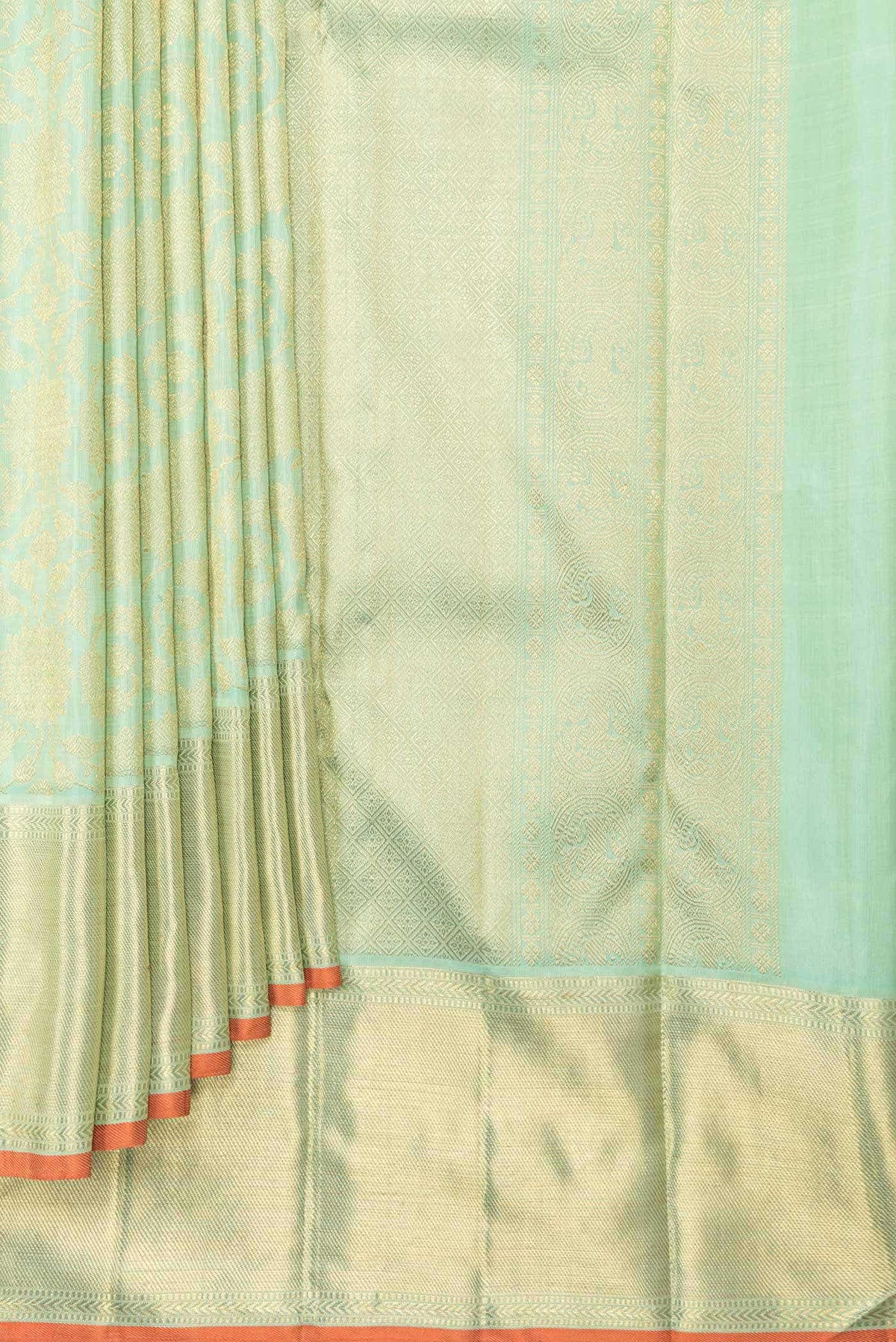 Pure Silk Pure Zari Sea Green Dual Tone Kanjivaram Saree