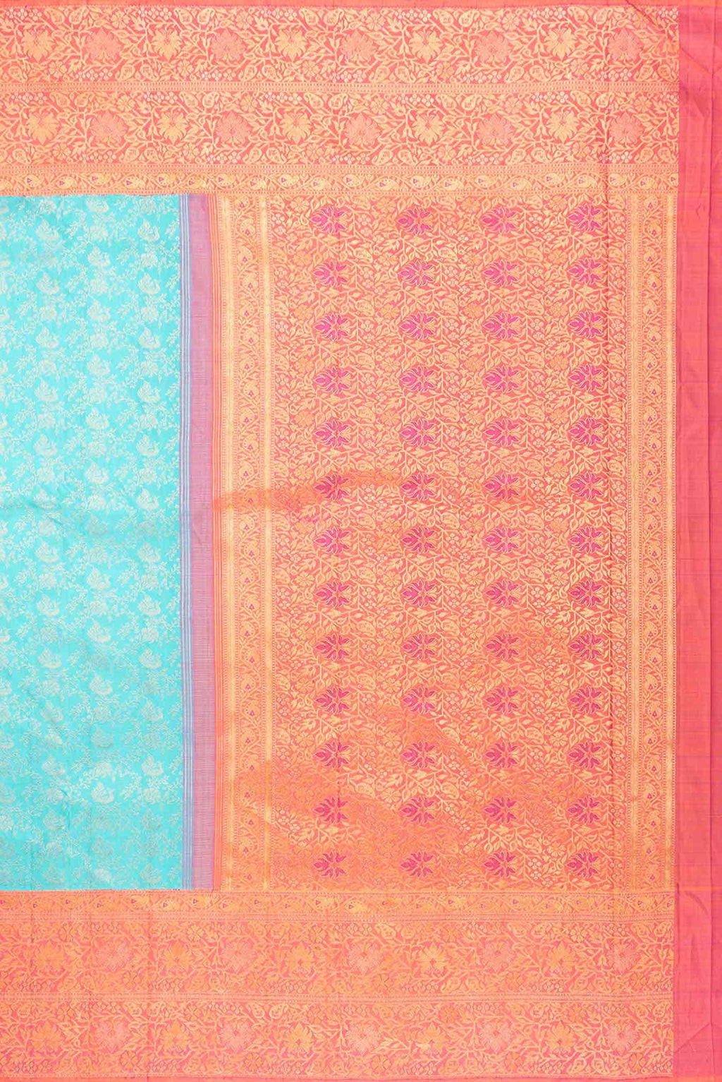 Pure Silk Pure Zari Light Blue Dual Tone Kanjivaram Saree