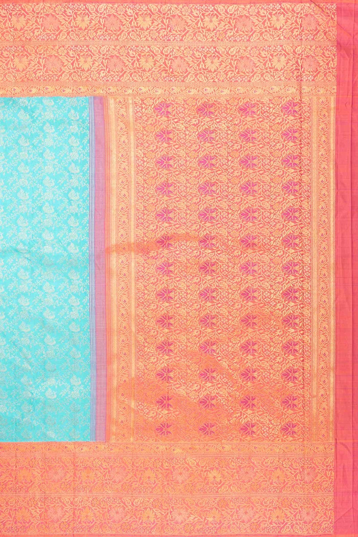 Pure Silk Pure Zari Light Blue Dual Tone Kanjivaram Saree