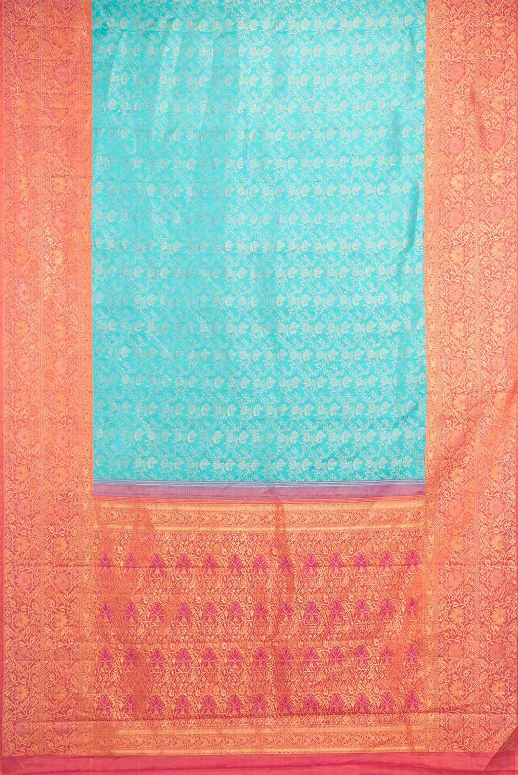 Pure Silk Pure Zari Light Blue Dual Tone Kanjivaram Saree