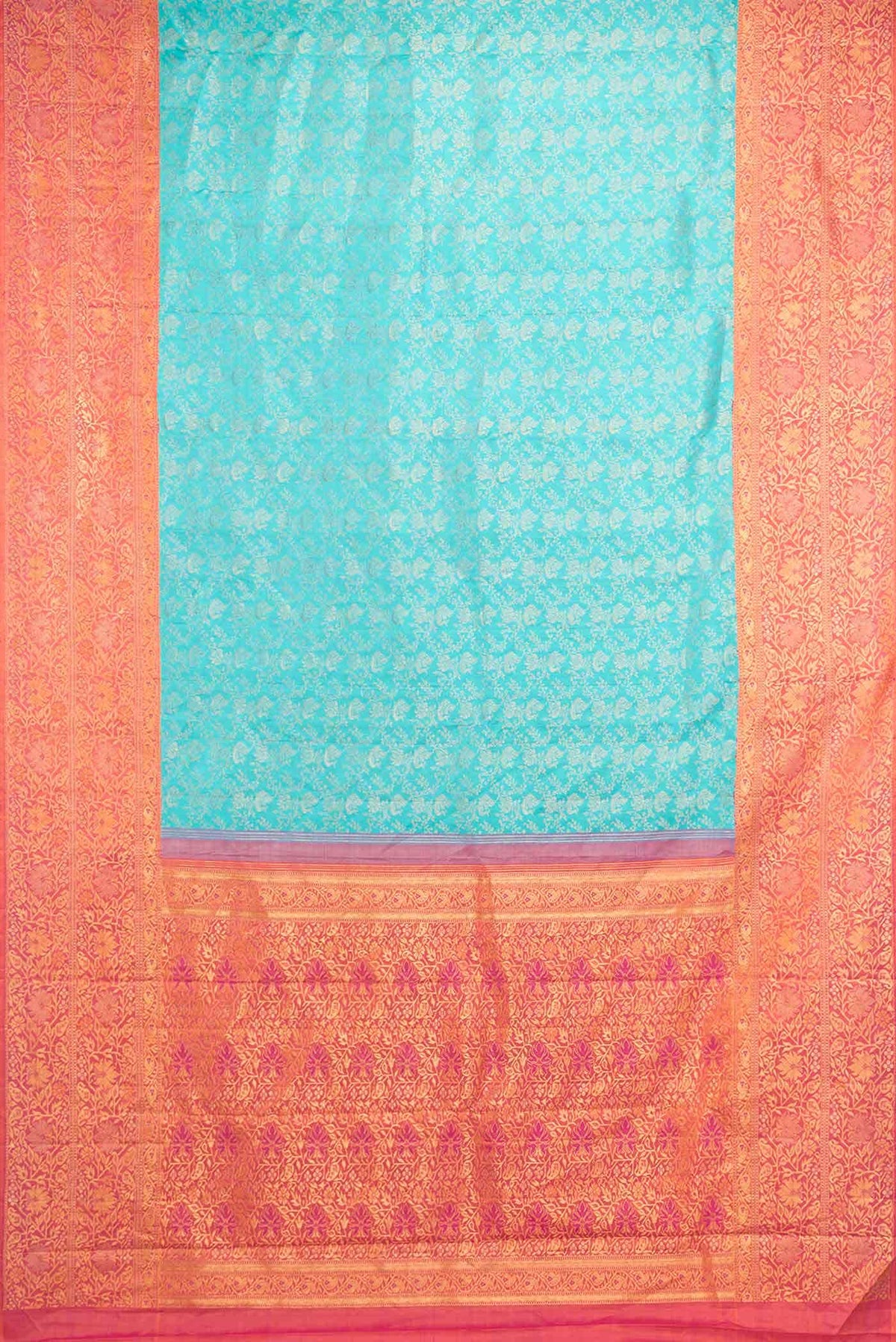 Pure Silk Pure Zari Light Blue Dual Tone Kanjivaram Saree