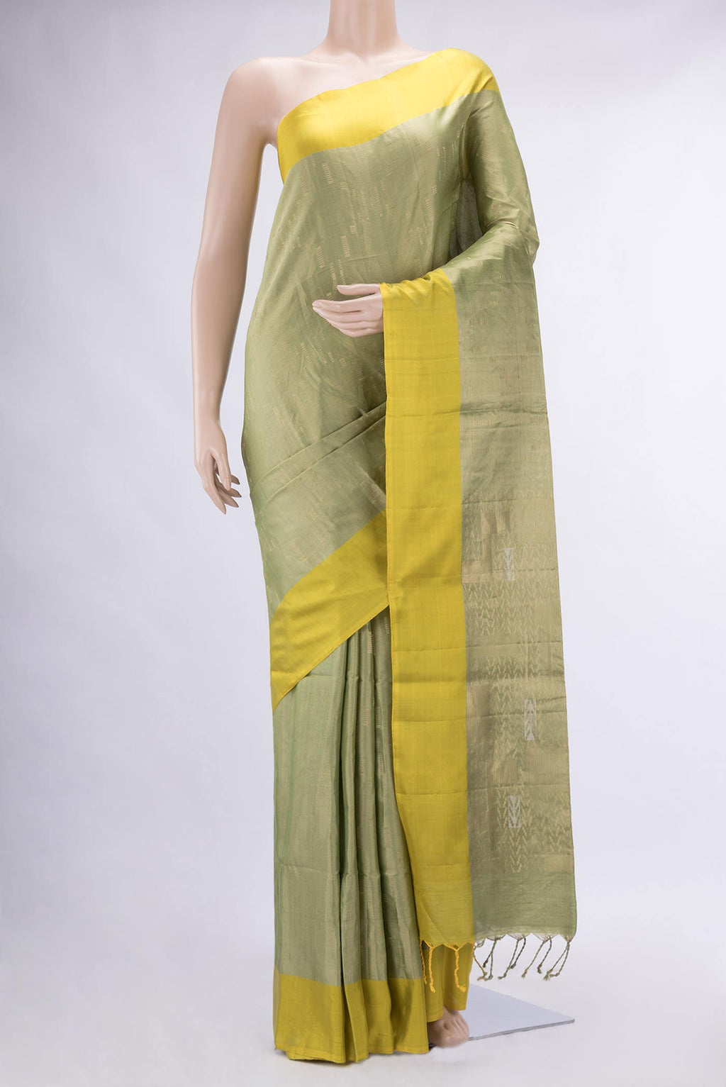 Green Dual Tone Soft Silk Saree