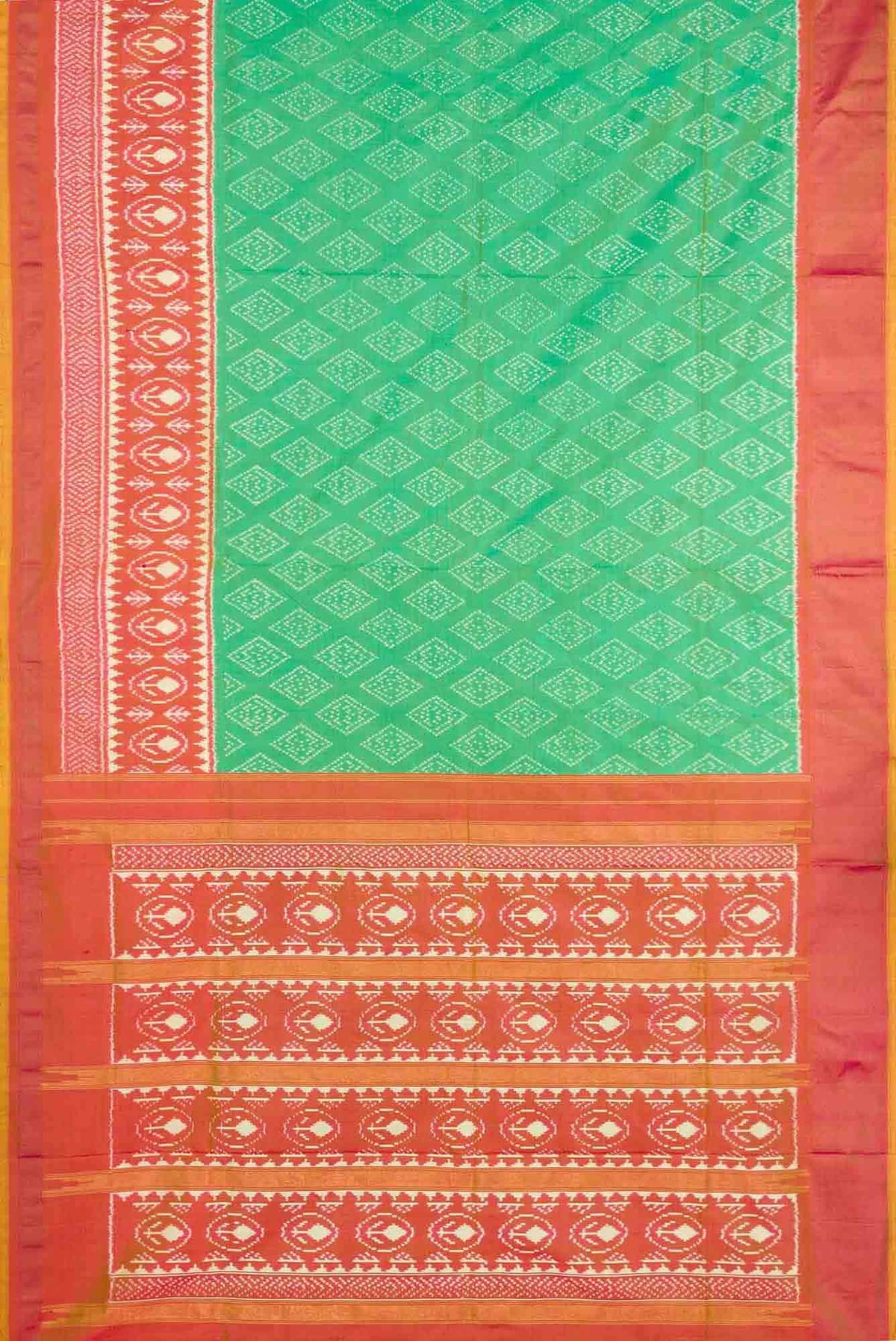 Sea Green Dual Tone Double Ikat Saree