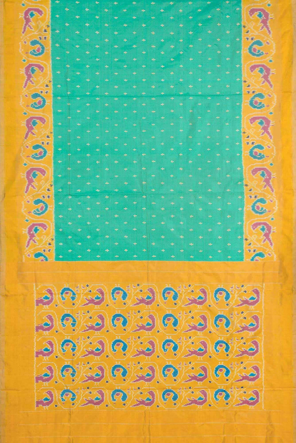 Sea Green Dual Tone Double Ikat Saree