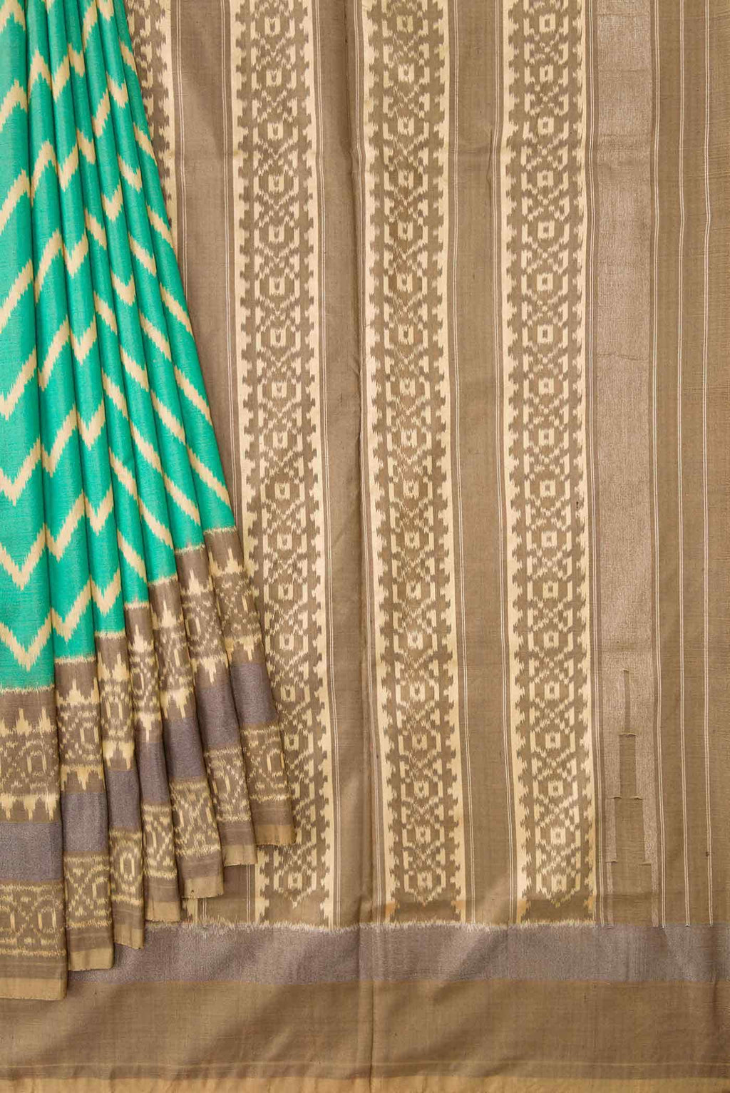 Sea Green Dual Tone Double Ikat Saree