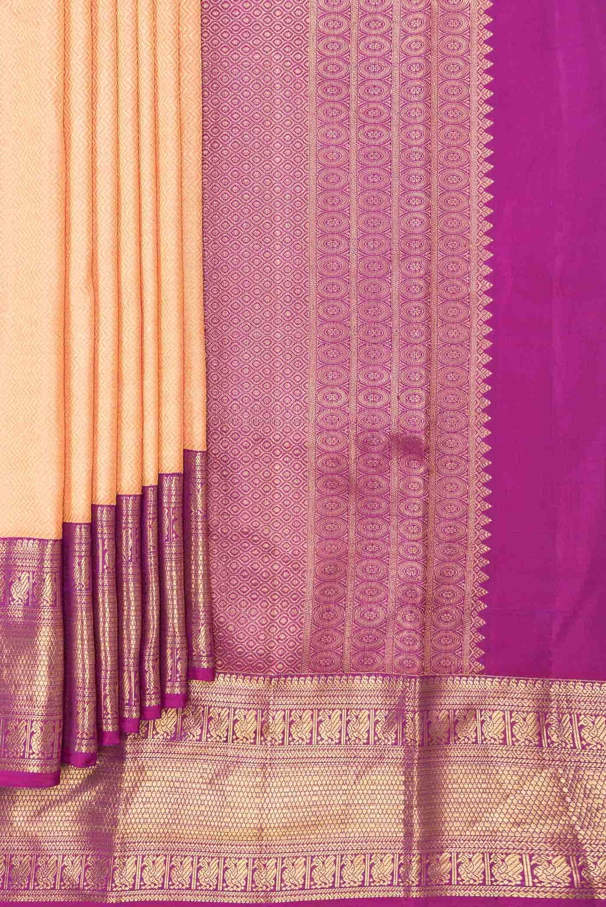 Peach Dual Tone Kanchipuram Silk Saree