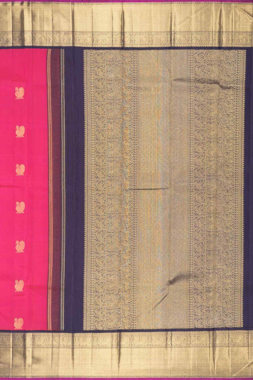 Pure Silk Pure Zari Pink Dual Tone Kanjivaram Saree