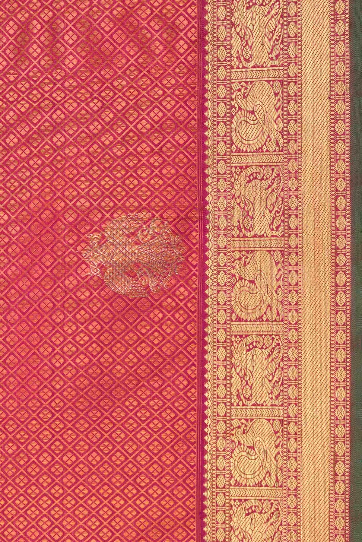 Pure Silk Pure Zari Dark Pink Dual Tone Kanchipuram Saree