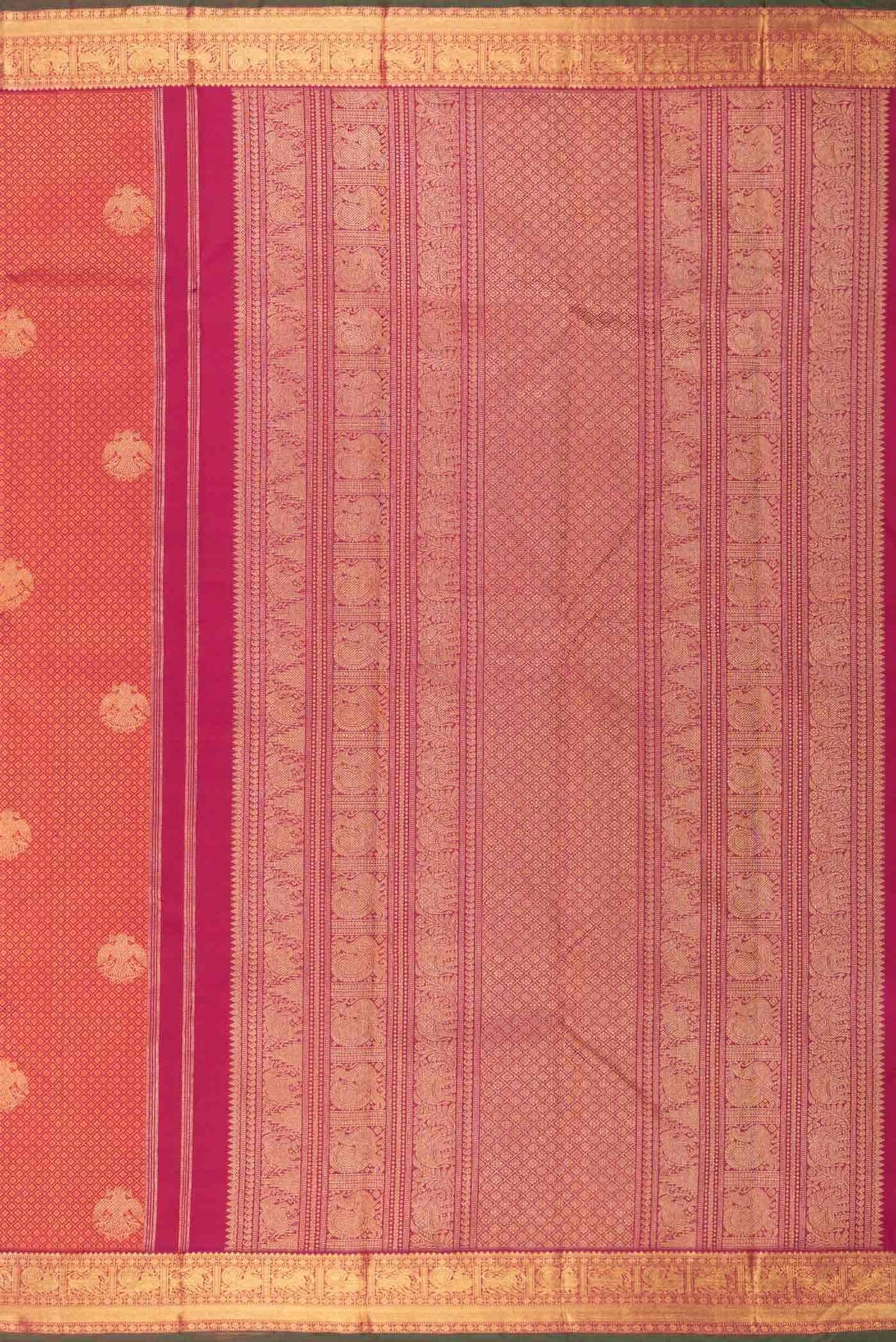 Pure Silk Pure Zari Dark Pink Dual Tone Kanchipuram Saree