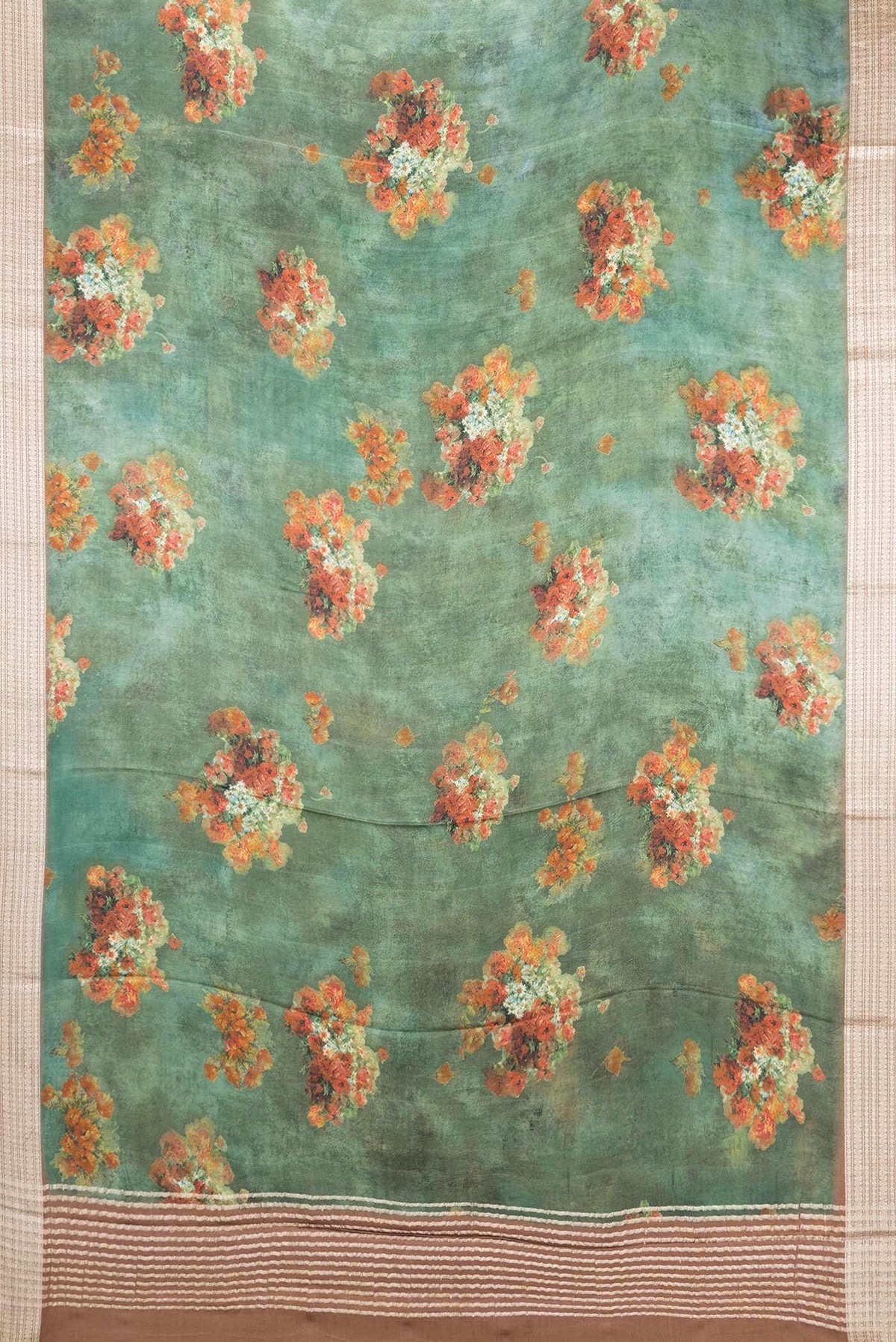 Green Dual Tone Mysore Crepe Saree