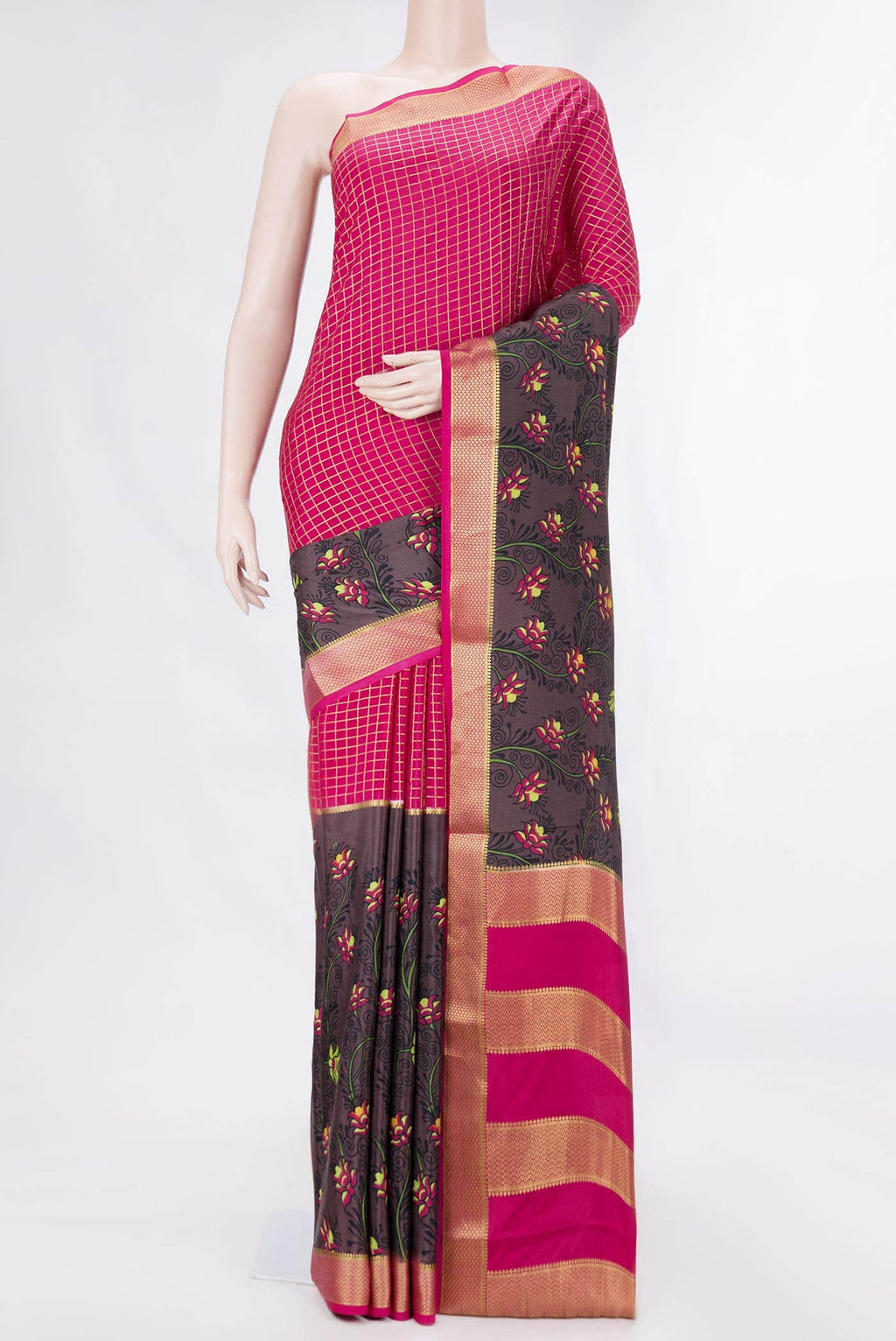 Pink Mysore Crepe Saree