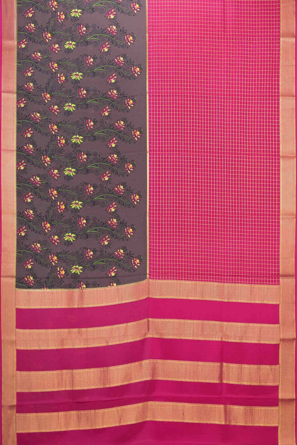 Pink Mysore Crepe Saree