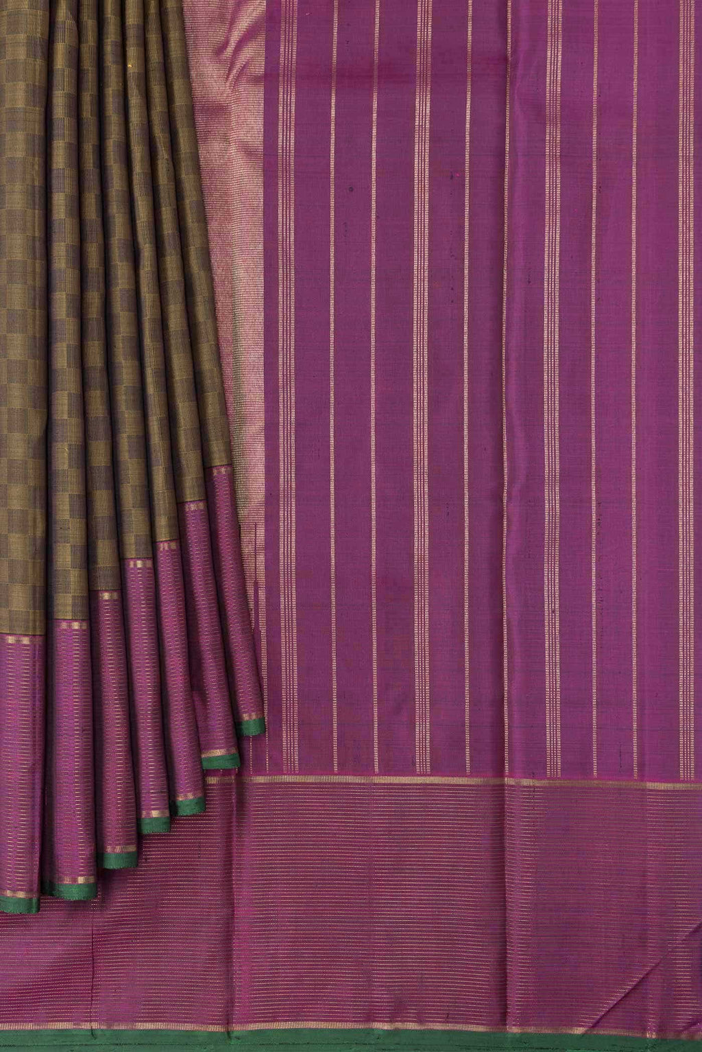 Pure Silk Pure Zari Mehandi Green Kanjivaram Saree