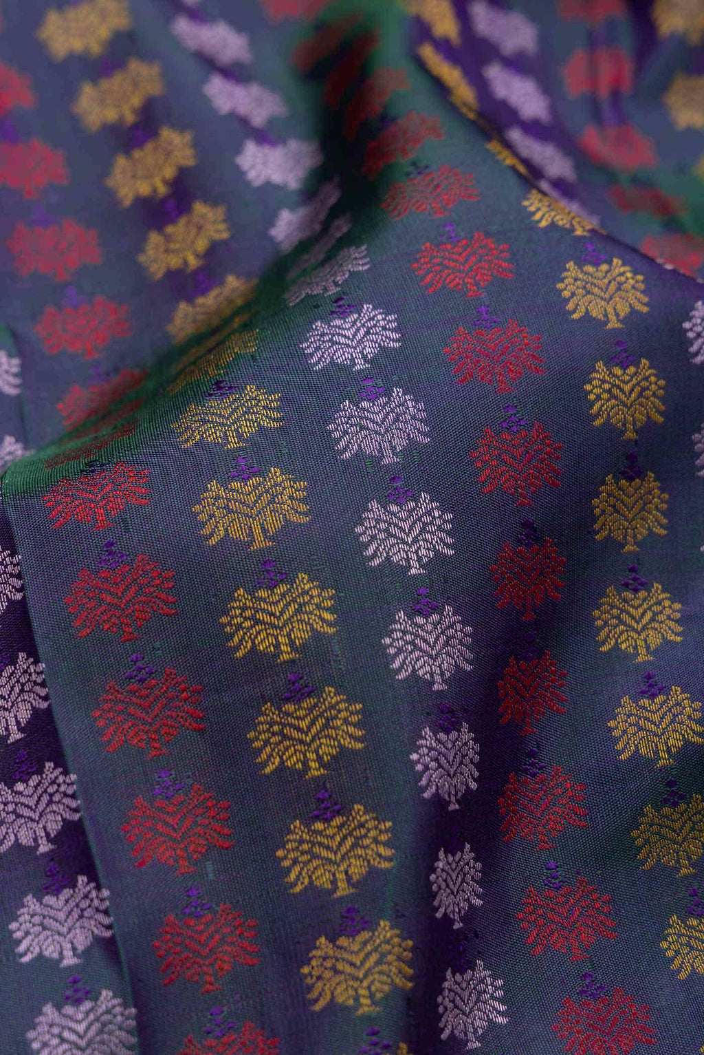 Peacock Blue Dual Tone Kanjivaram Silk Saree