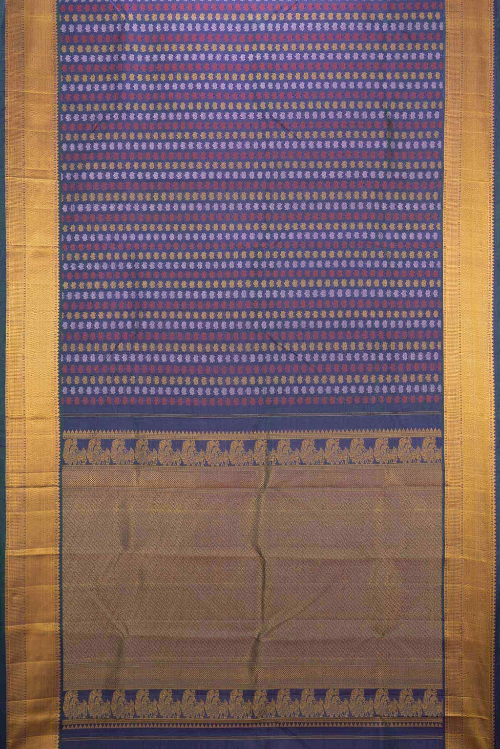 Peacock Blue Dual Tone Kanjivaram Silk Saree