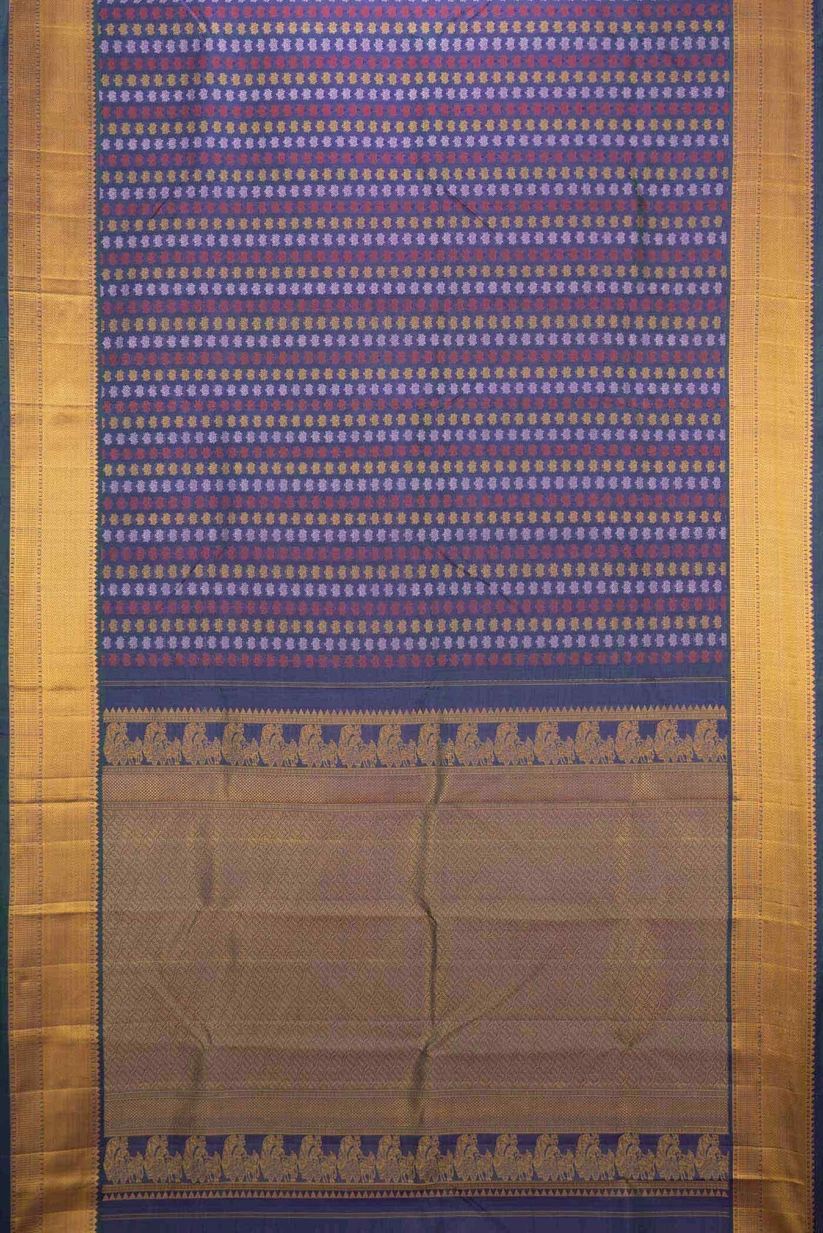 Peacock Blue Dual Tone Kanjivaram Silk Saree