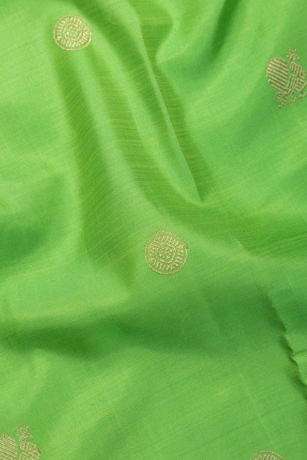 Pure Silk Pure Zari Parrot Green Kanchipuram Saree