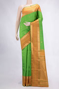 Pure Silk Pure Zari Parrot Green Kanchipuram Saree