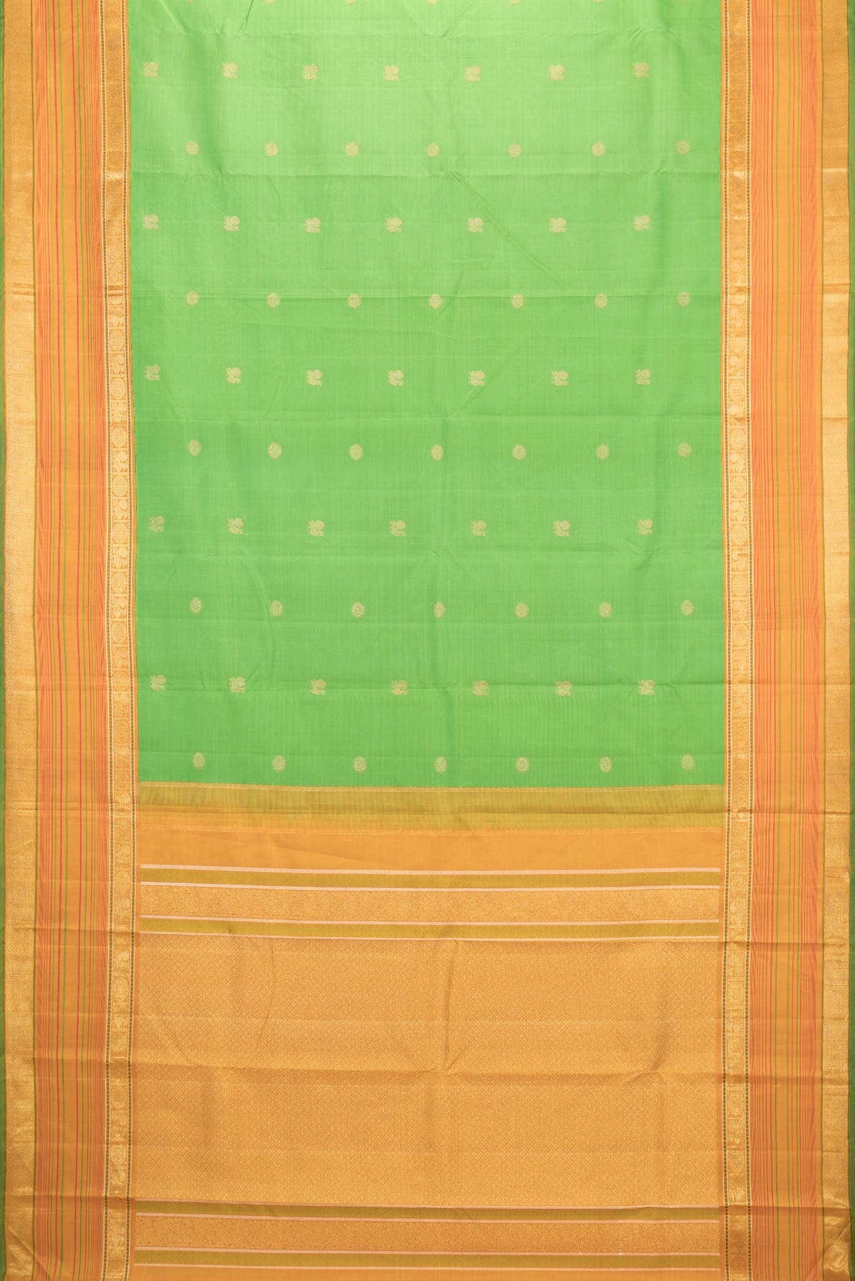 Pure Silk Pure Zari Parrot Green Kanchipuram Saree
