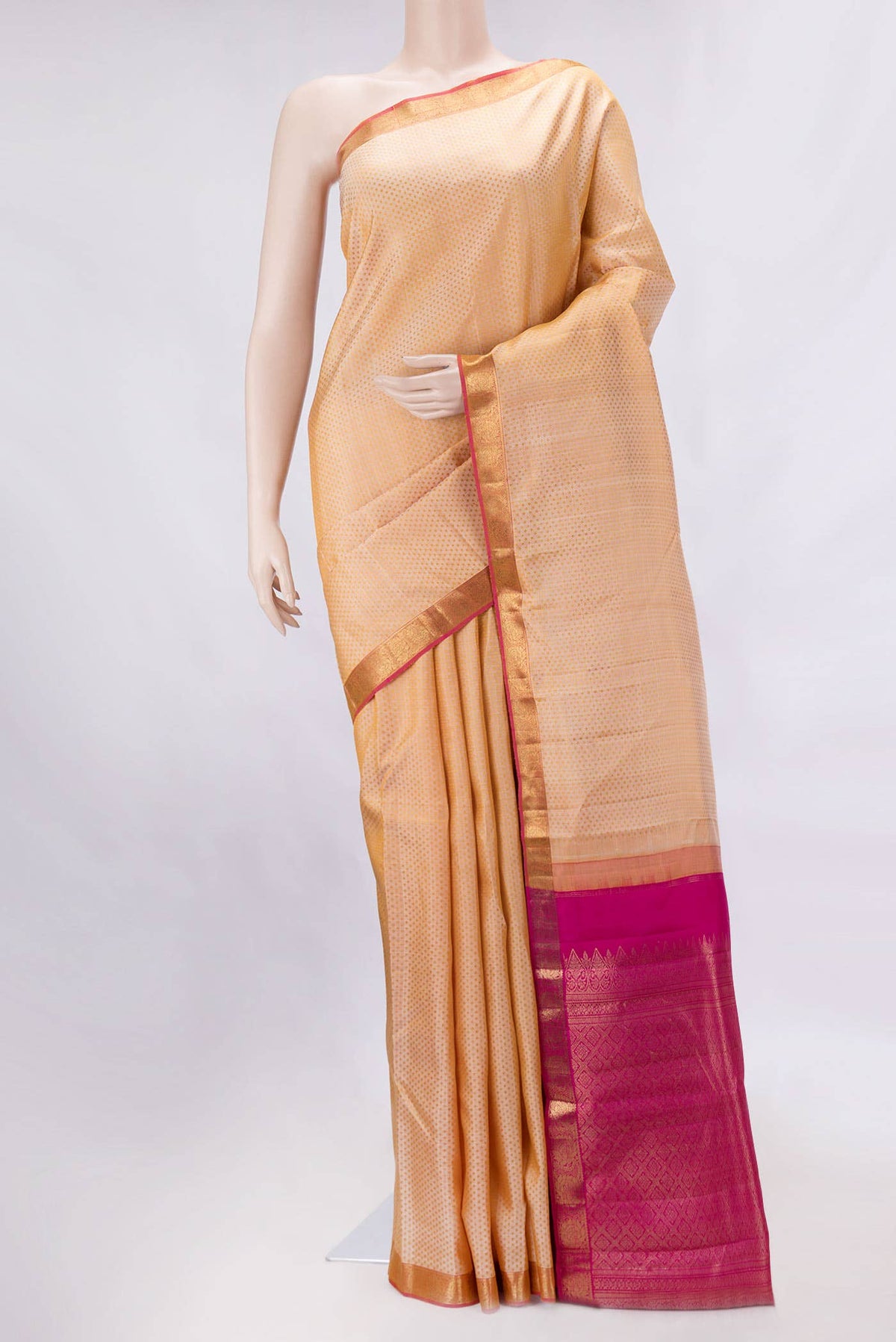 Pure Silk Pure Zari Sandal Dual Tone Kanjivaram Saree
