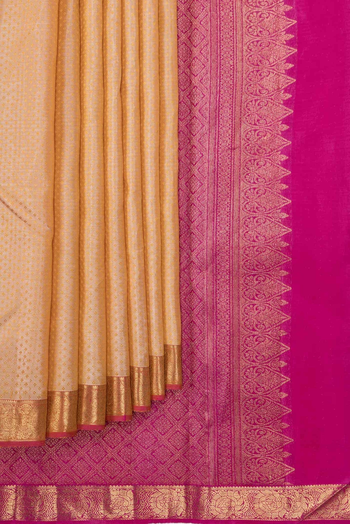 Pure Silk Pure Zari Sandal Dual Tone Kanjivaram Saree